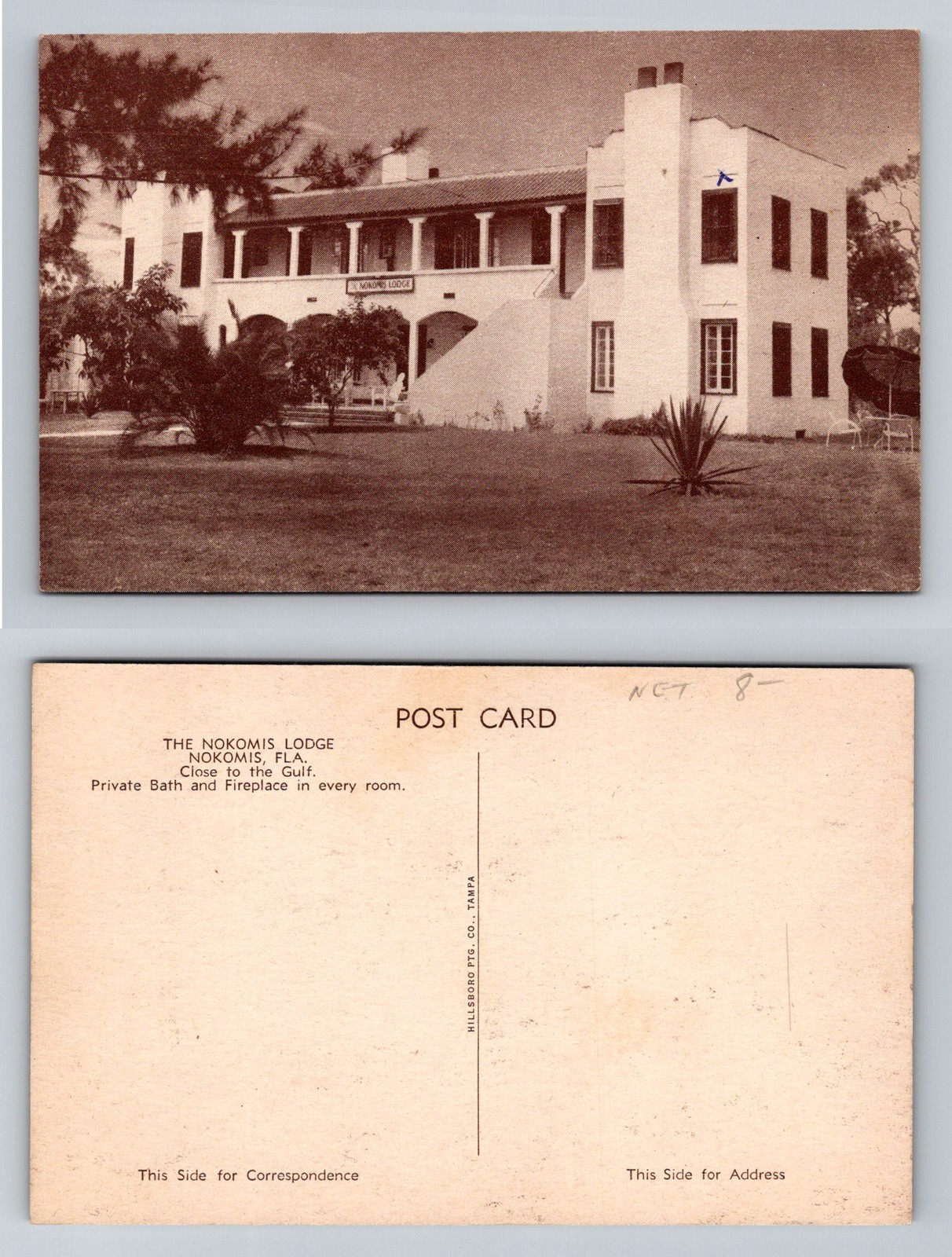 Nokomis FL-Florida Nokomis Lodge Two Story Building Gulf Nearby Vintage Postcard