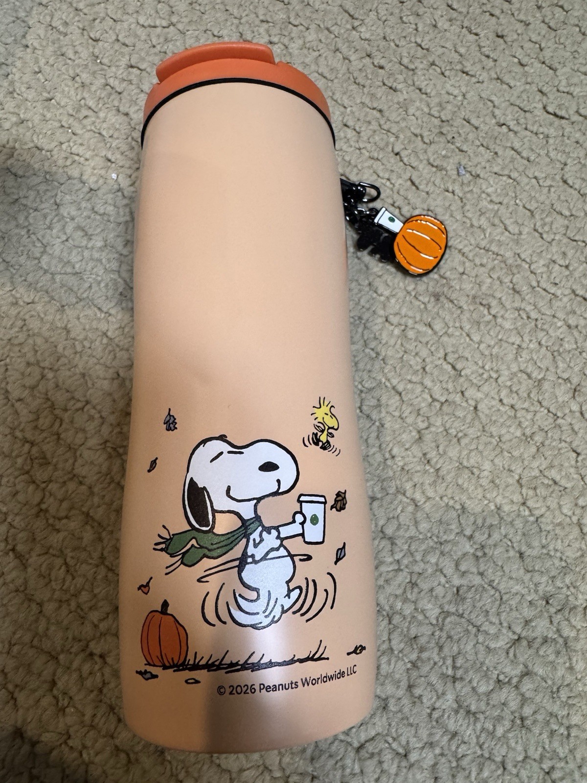 Starbucks x Peanuts 2026 Snoopy 16 oz Stainless Steel Tumbler Keychain
