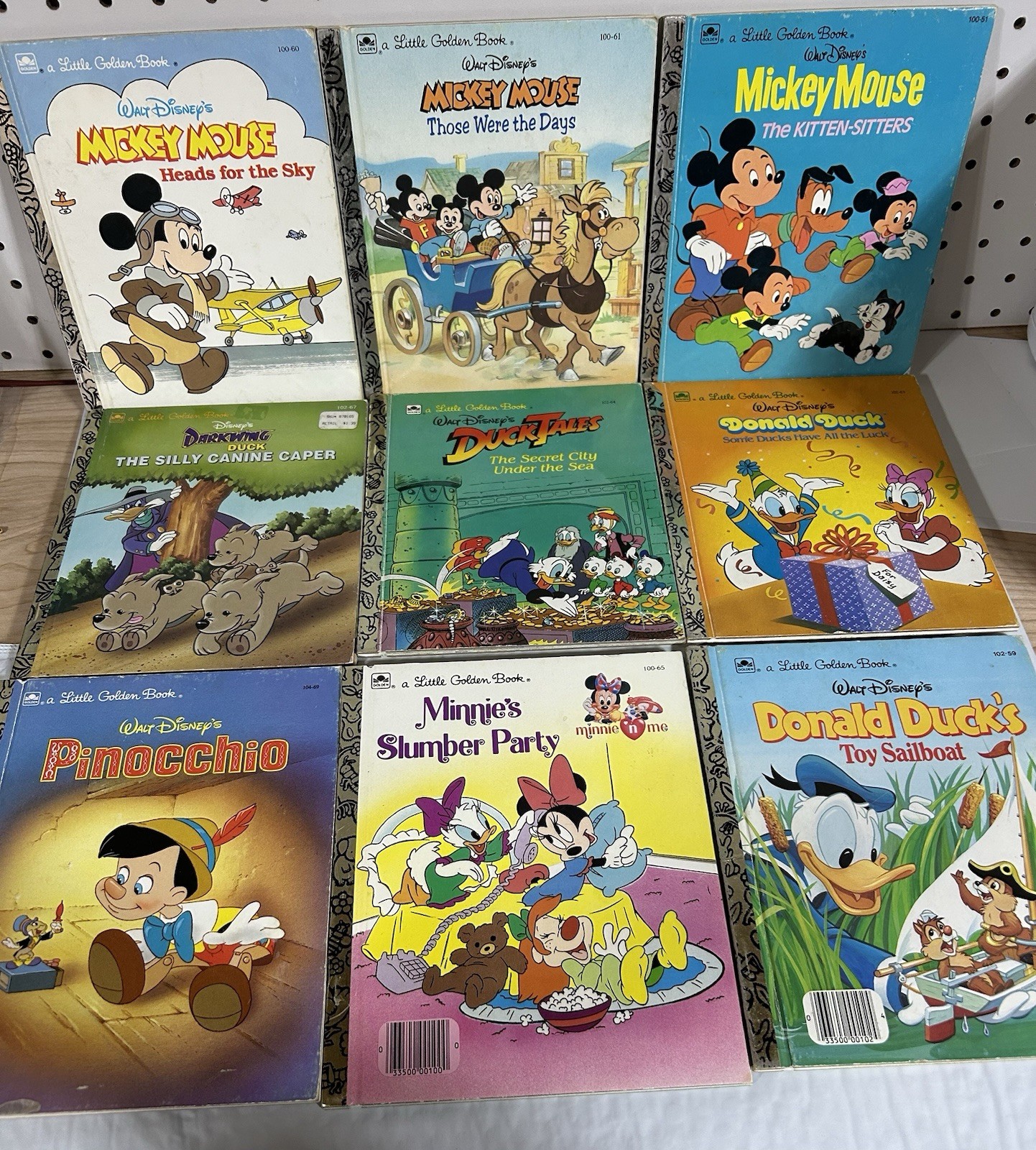 Disney Little Golden Books Vintage Lot of 9 Mickey Donald Duck Minnie Pinocchio