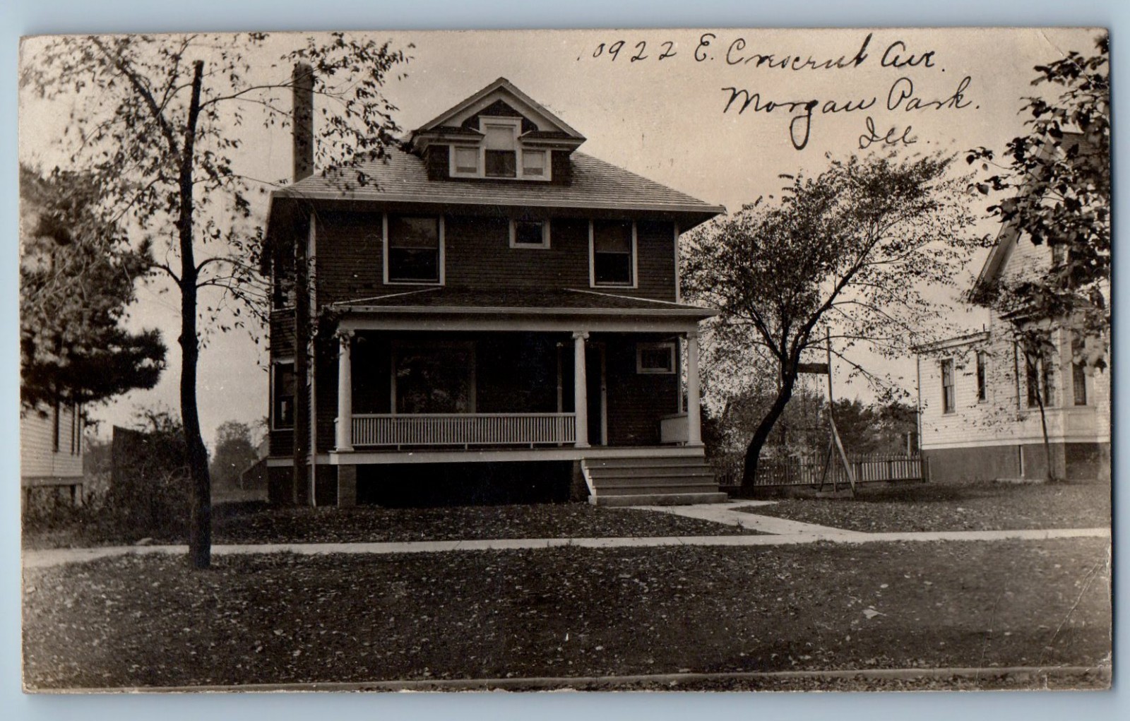 c1910's View Of Craftsman House Morgan Park Illinois IL RPPC Photo Postcard