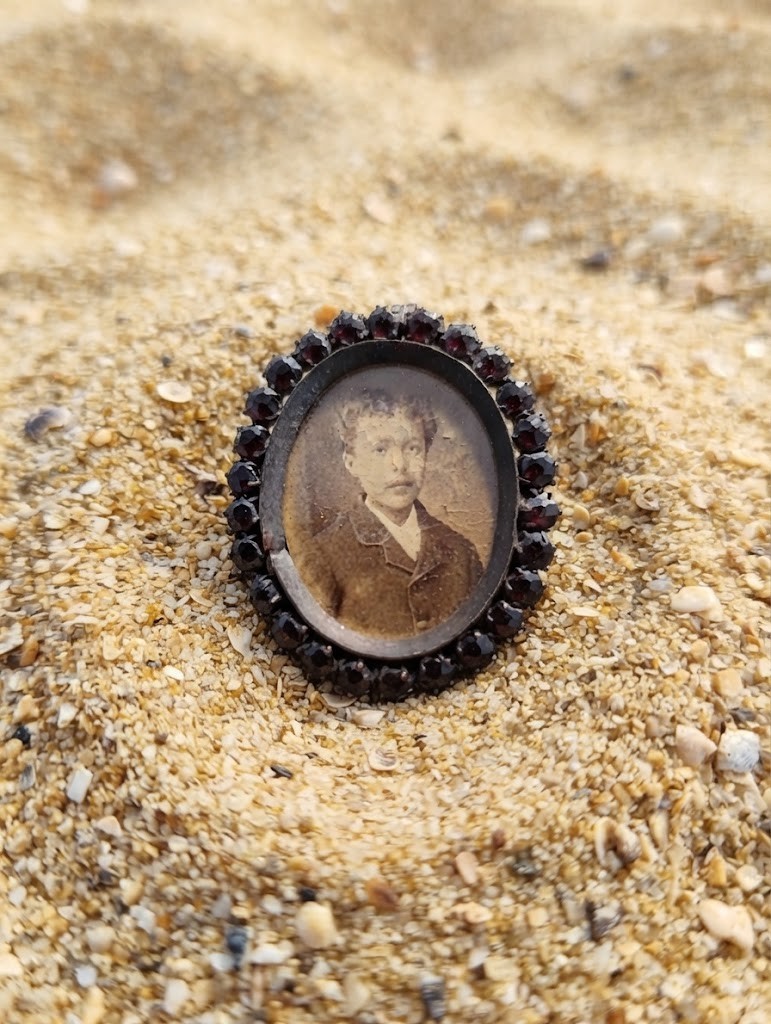 Antique Bohemian Garnet Miniature Photo Frame Victorian Portrait