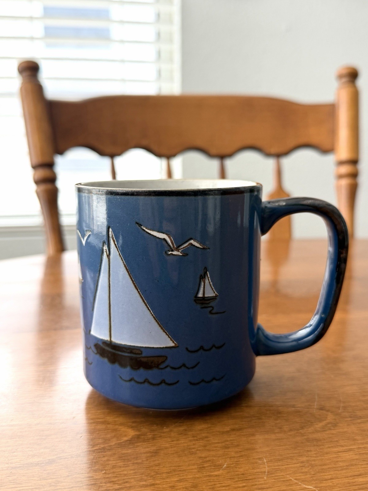 Vintage Otagiri Blue Nautical Sailboat Mug