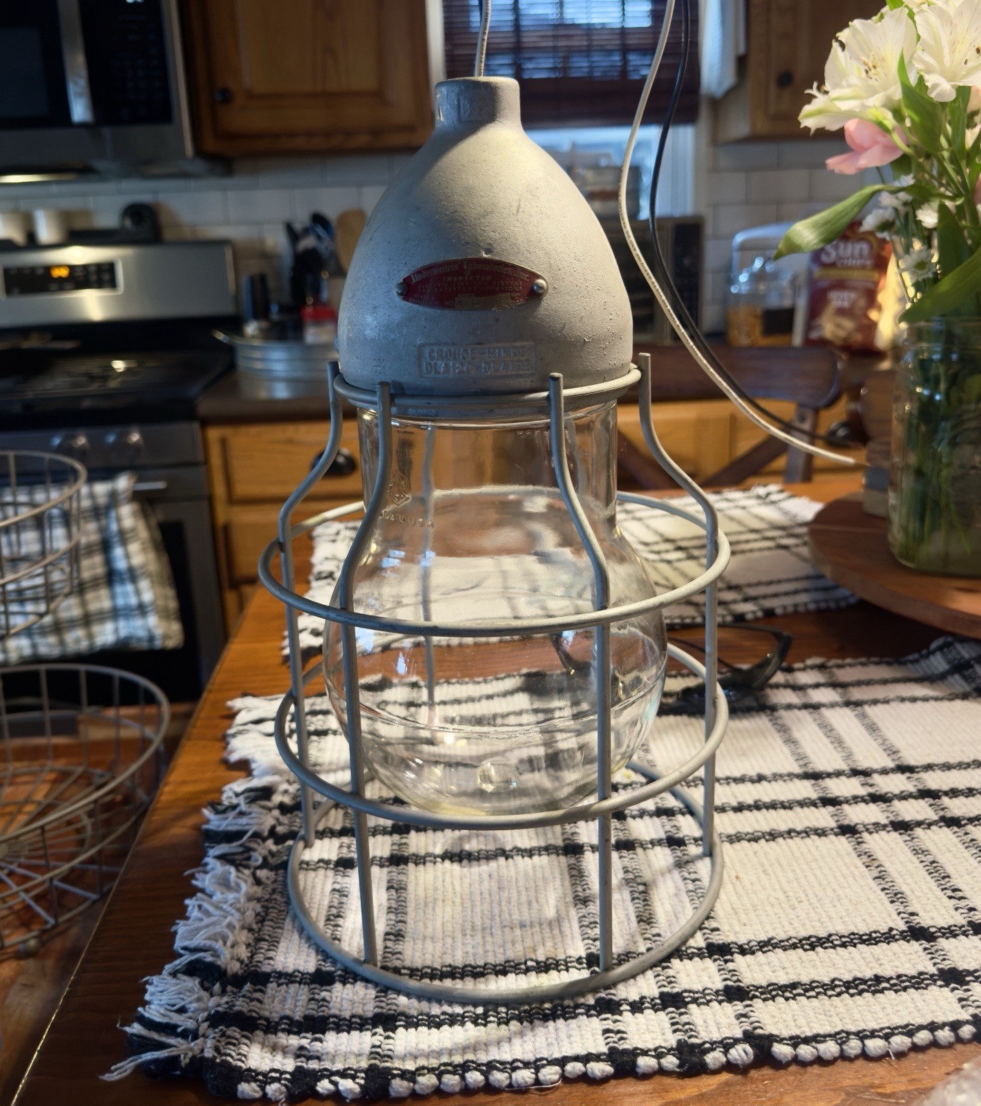 Vintage Light Fixture Crouse Hinds VDB3 Industrial Pendant Caged