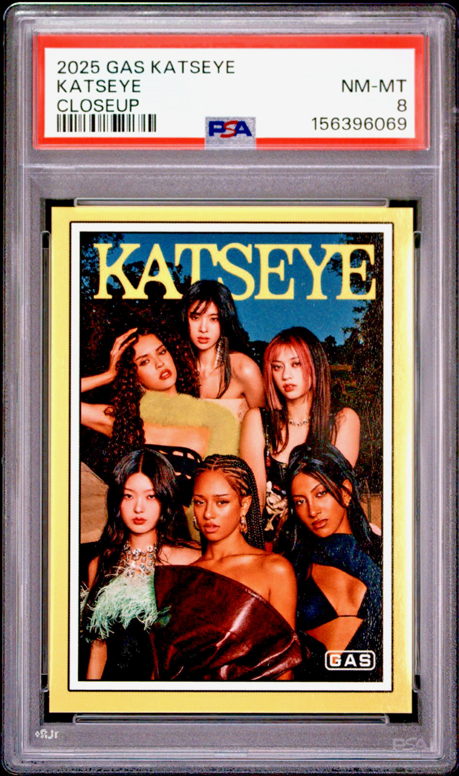 Katseye 2025 GAS Trading Cards Beautiful Chaos Yellow Rookie RC PSA 8 NM - Mint