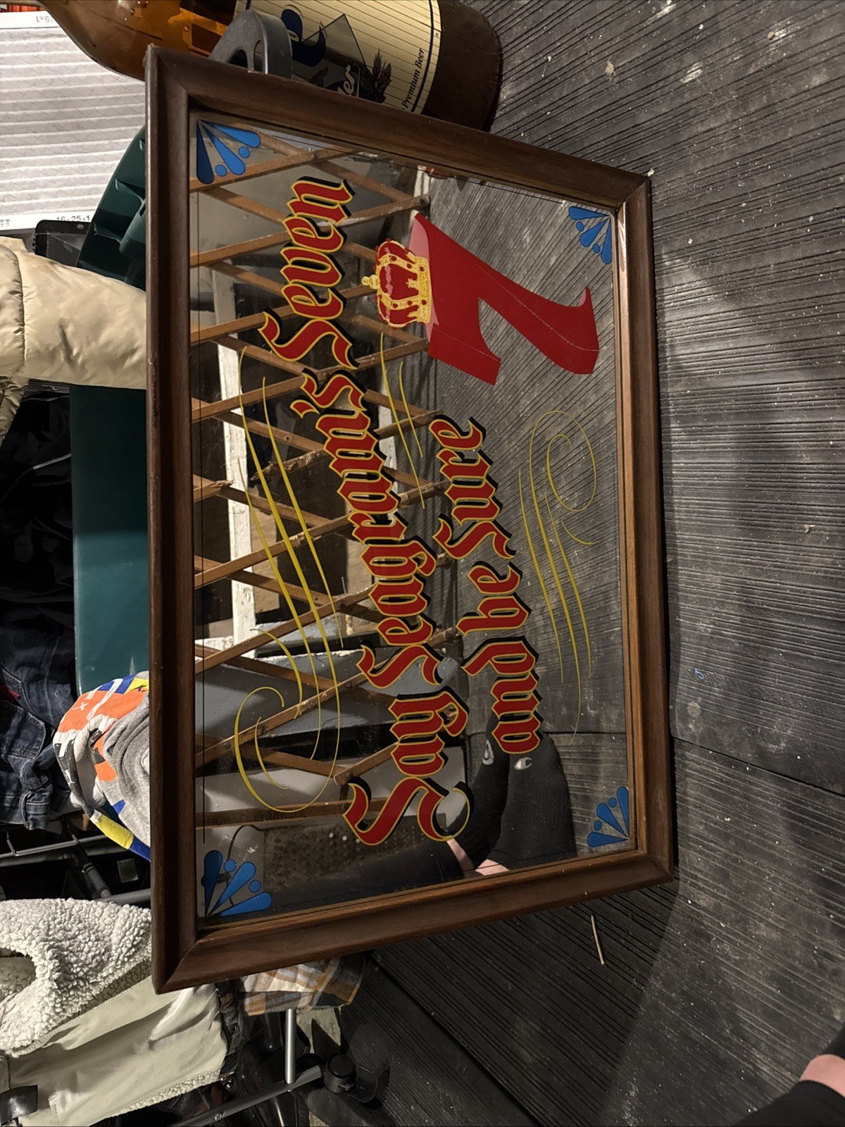 Vintage Seagram\'s 7 Whiskey Bar Pub Promotional Advertising Mirror Sign
