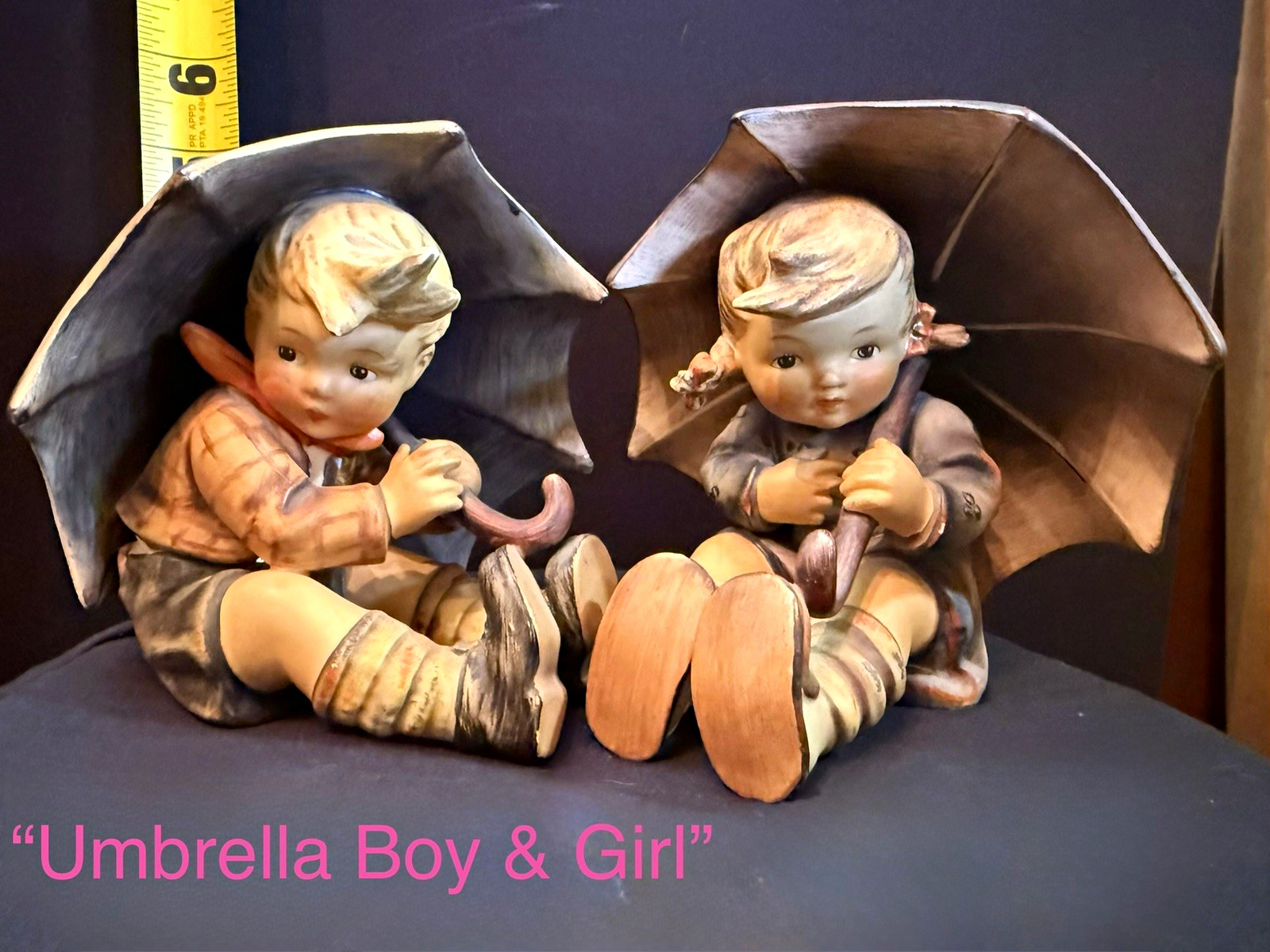 Hummel/Goebel “Umbrella Boy & Girl” Porcelain Hand Painted Set 6 in 1957 TMK3 Hummel/Goebel “Umbrella Boy & Girl” Porcelain Hand Painted Set 6 in 1957 TMK3