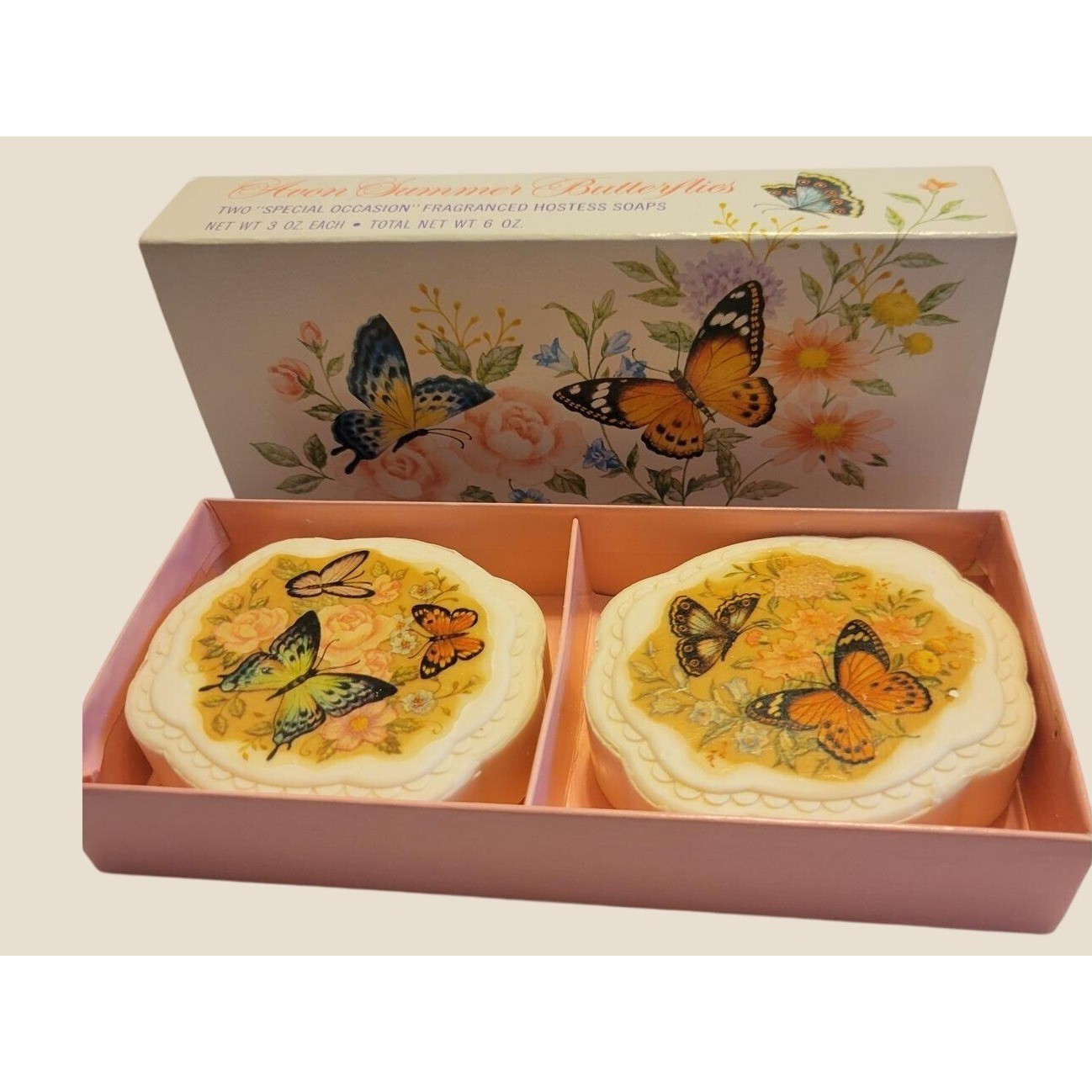 VTG Avon Summer Butterflies 1970s Collectible Display Hostess Soaps w/ Box