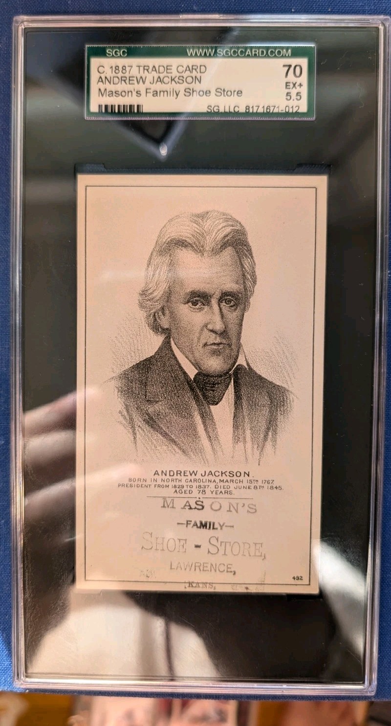 1880s Hd2a Trade Card Andrew Jackson SGC 5.5 Mason's Shoes None Higher
