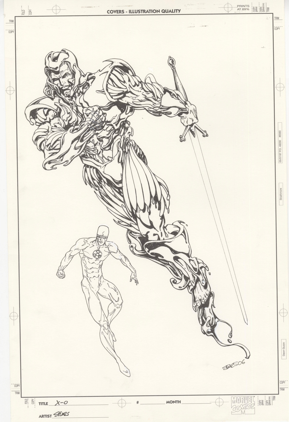 X-0 Manowar and Solar Man of the Atom Original Comic Art Valiant Comics by Bart