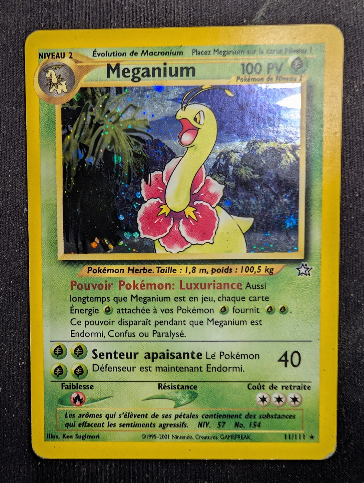Meganium (French) - 11/111 Holo - Neo Genesis (Pokemon) Damaged Back LP Front