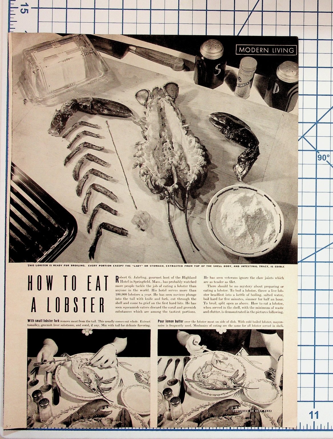 Vintage 1940s How To Eat A Lobster Food Prep Magazine Ad Ephemera