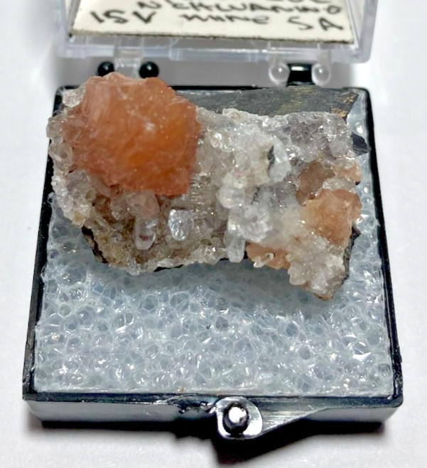 Superb Olmite with gemmy calcite on Maganese Thumbnail from South Africa