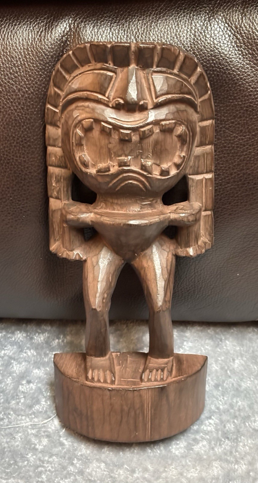 Hand Carved Hawaiian Wood Tiki  Ku God Statue