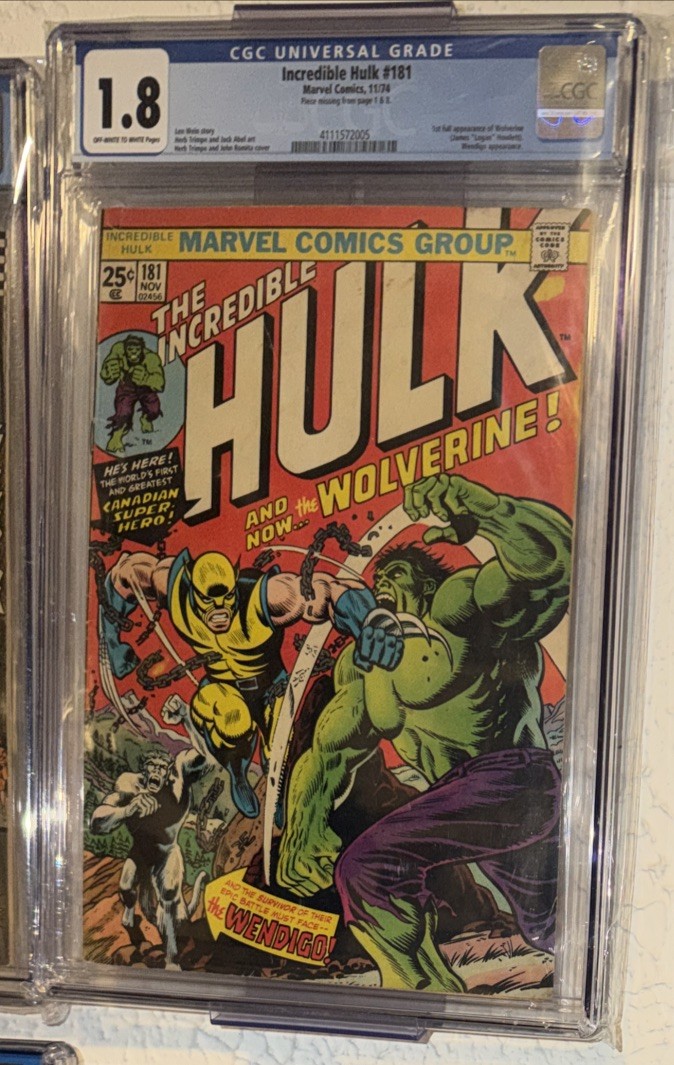 The Incredible Hulk #181 CGC 1.8 1st Wolverine Marvel 1974 Nice Looking 1.8 The Incredible Hulk #181 CGC 1.8 1st Wolverine Marvel 1974 Nice Looking 1.8