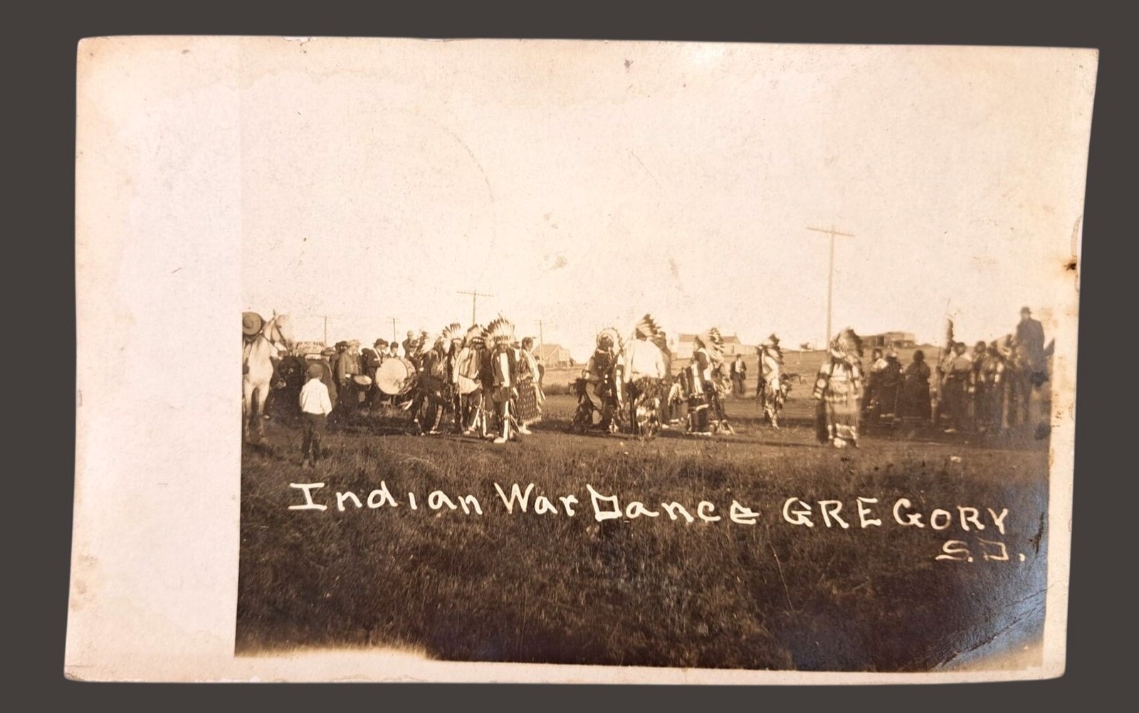 Antique Real Photo Postcard RPPC Land Lottery Gregory SD 1911 Indian War Dance