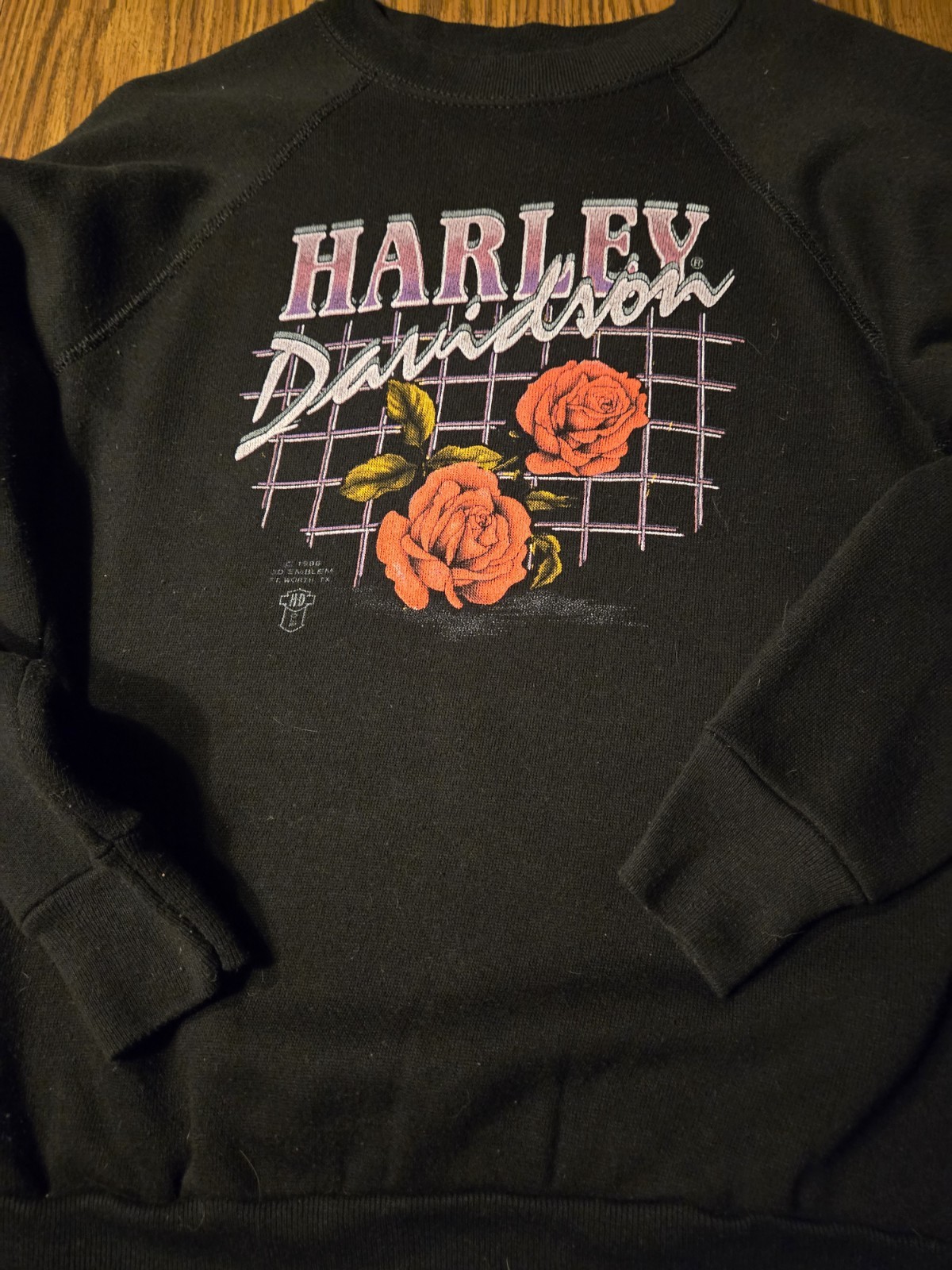 Vintage Womens Harley Davidson Sweatshirt 3d Emblem 1986 Size M