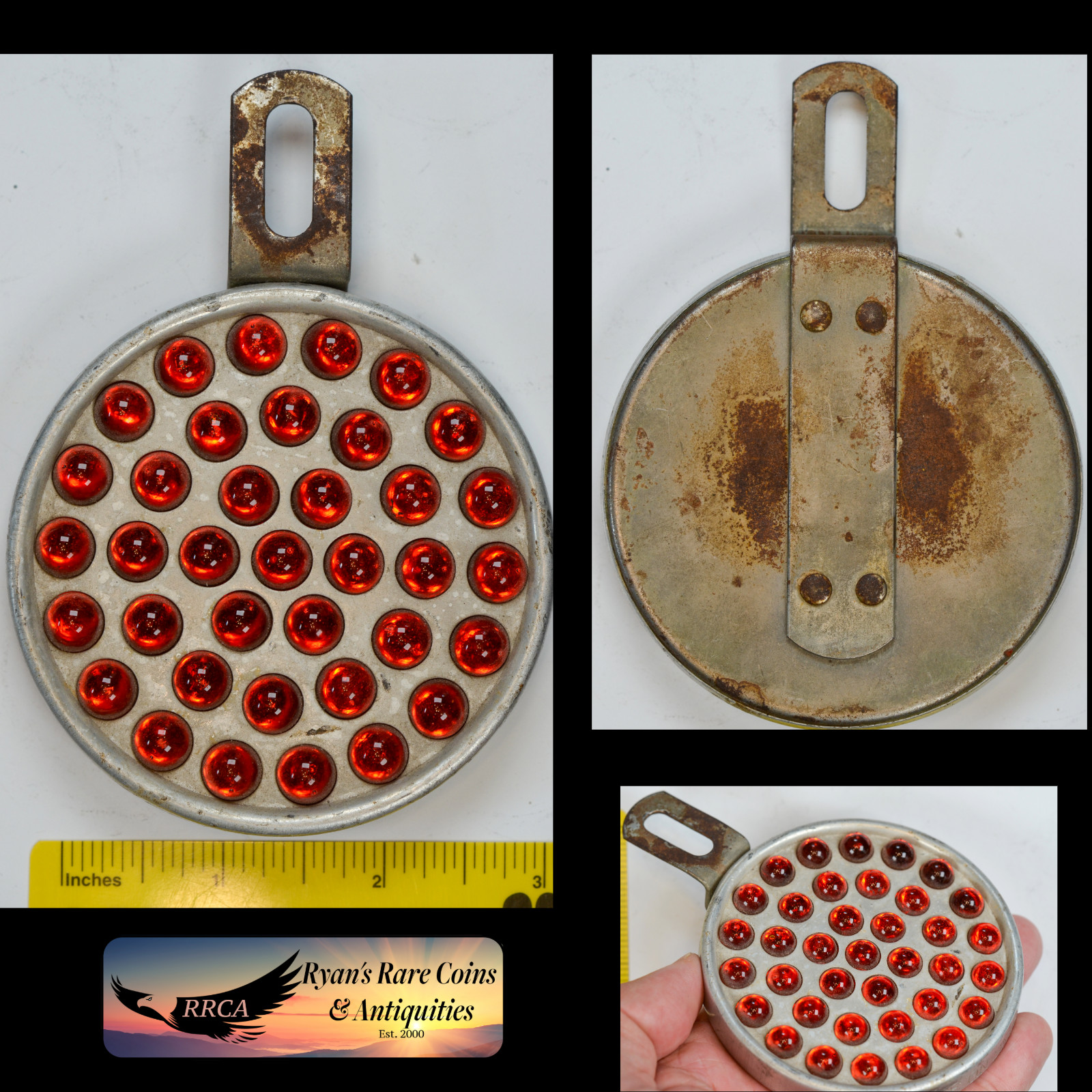 Vintage Pearsons Majestic Red Marble Reflector, #337, Pat. 1934, Worchester, MA