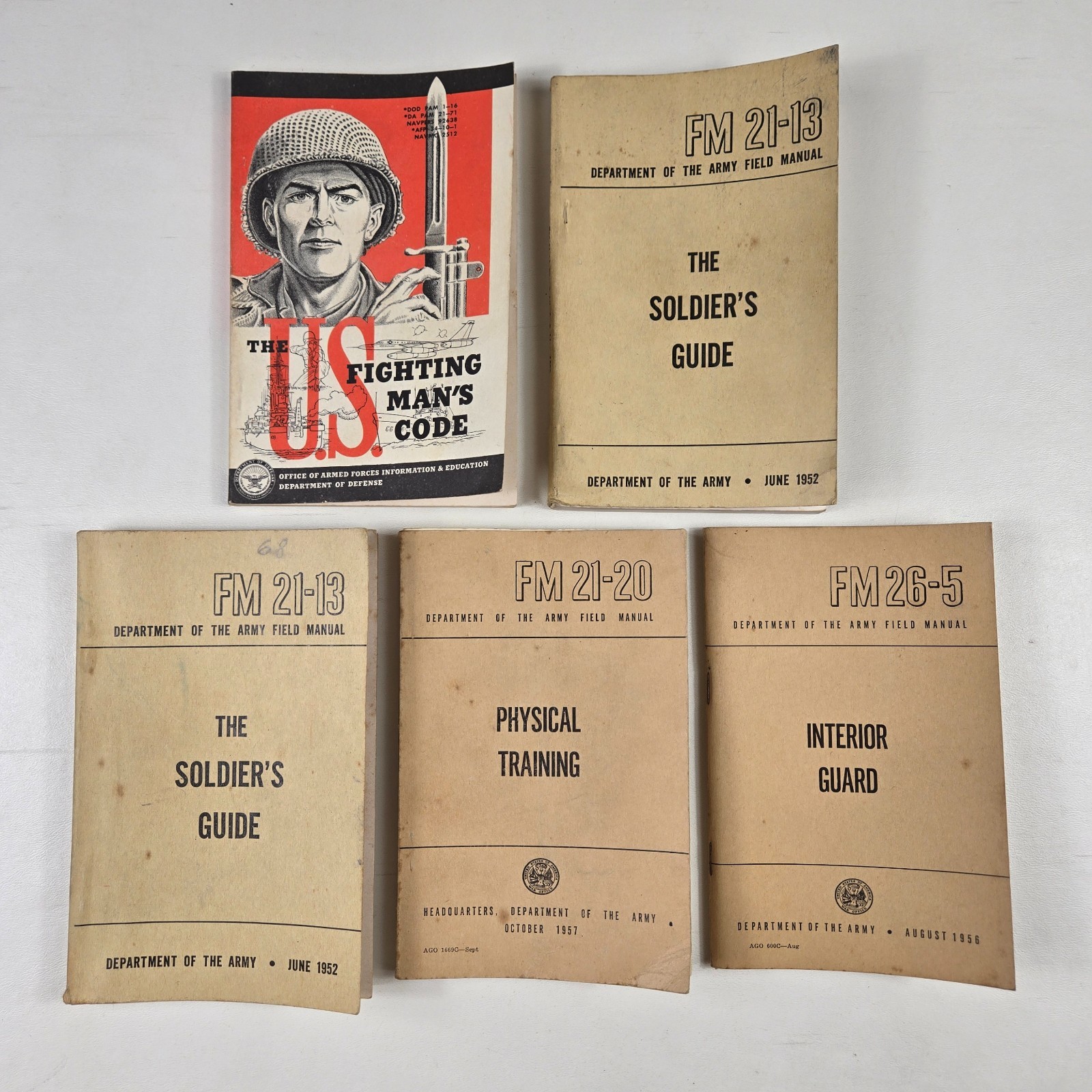US Fighting Man\'s Code & Field Manual Lot 1950s Interior Guard Soldier\'s Guide