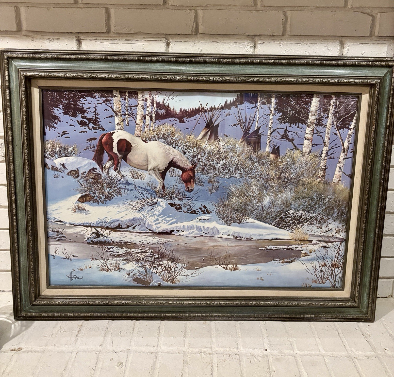 WILLIAM HOFFMAN MONTANA WESTERN ART HORSES SNOW LANDSCAPE SOUTHWEST Print 32x44