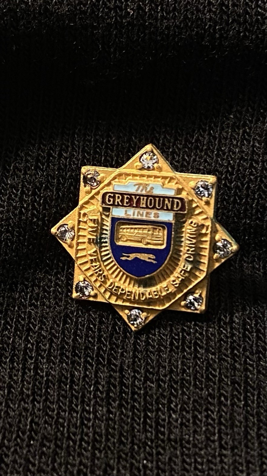 Greyhound Lines Driver Safety Award Pin w 8 Diamond Chips in Very Nice Condition