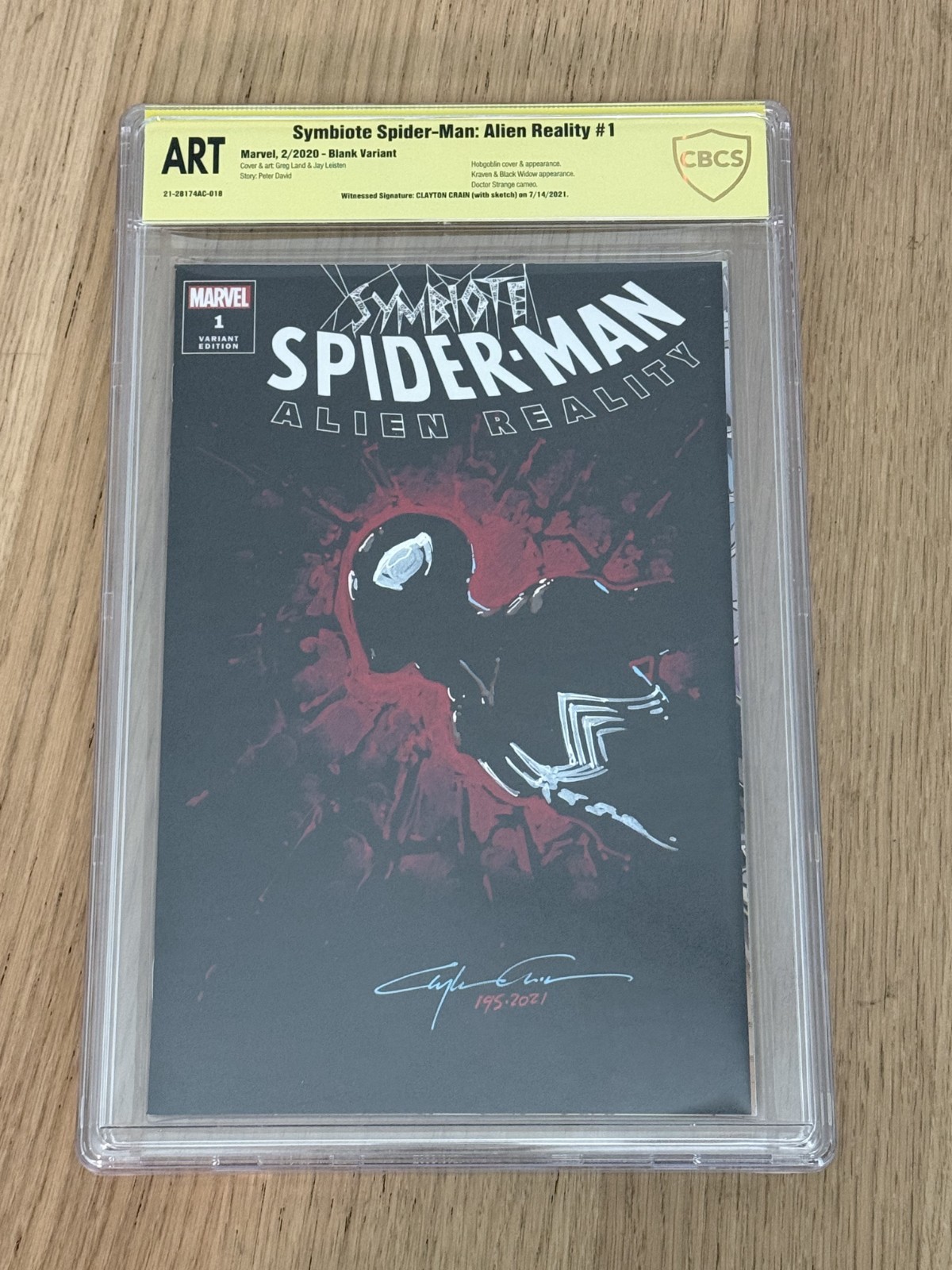 Clayton Crain Original Black Suit Spider-Man Sketch #195 (2021), CBCS, not CGC