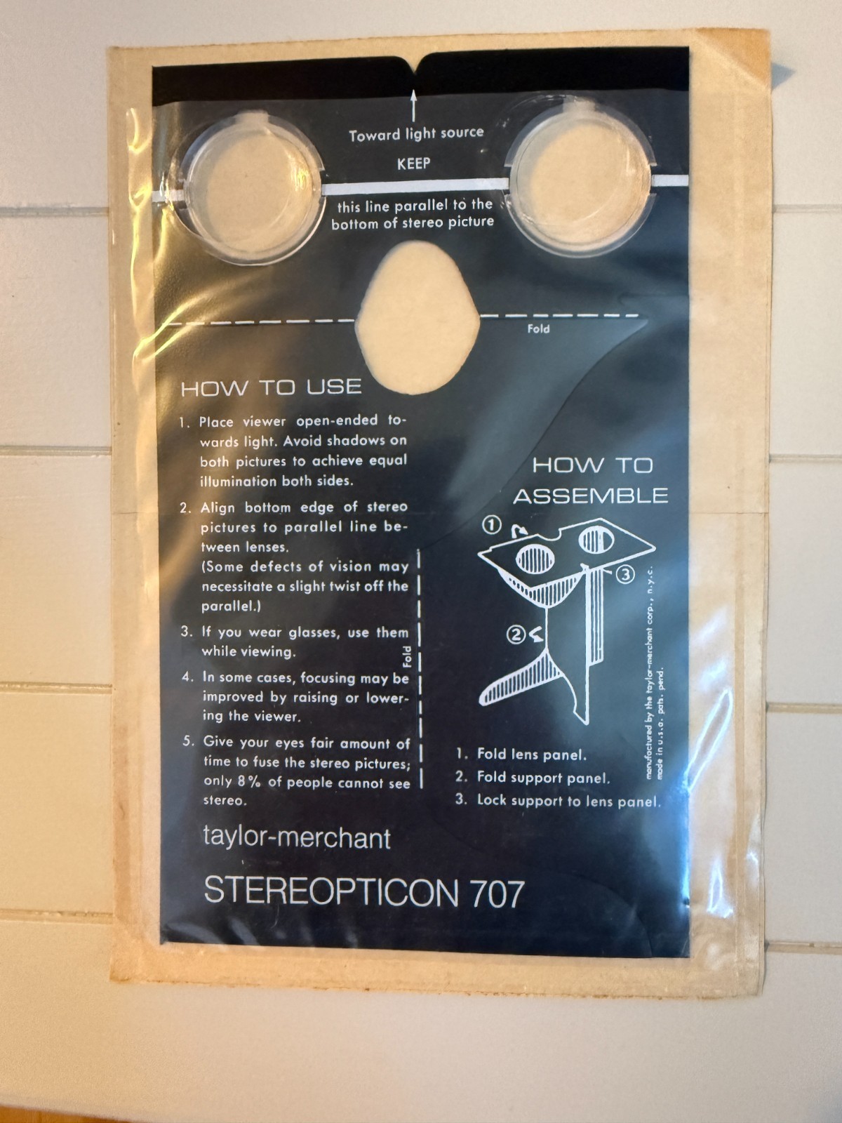 Stereopticon 707 Foldable Stereo Viewer By Taylor-Merchant USA 