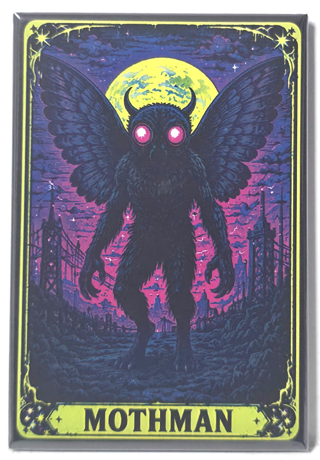 Mothman Mythical Creatures Trading Card Style 2x3 MAGNET  Retro Fantasy