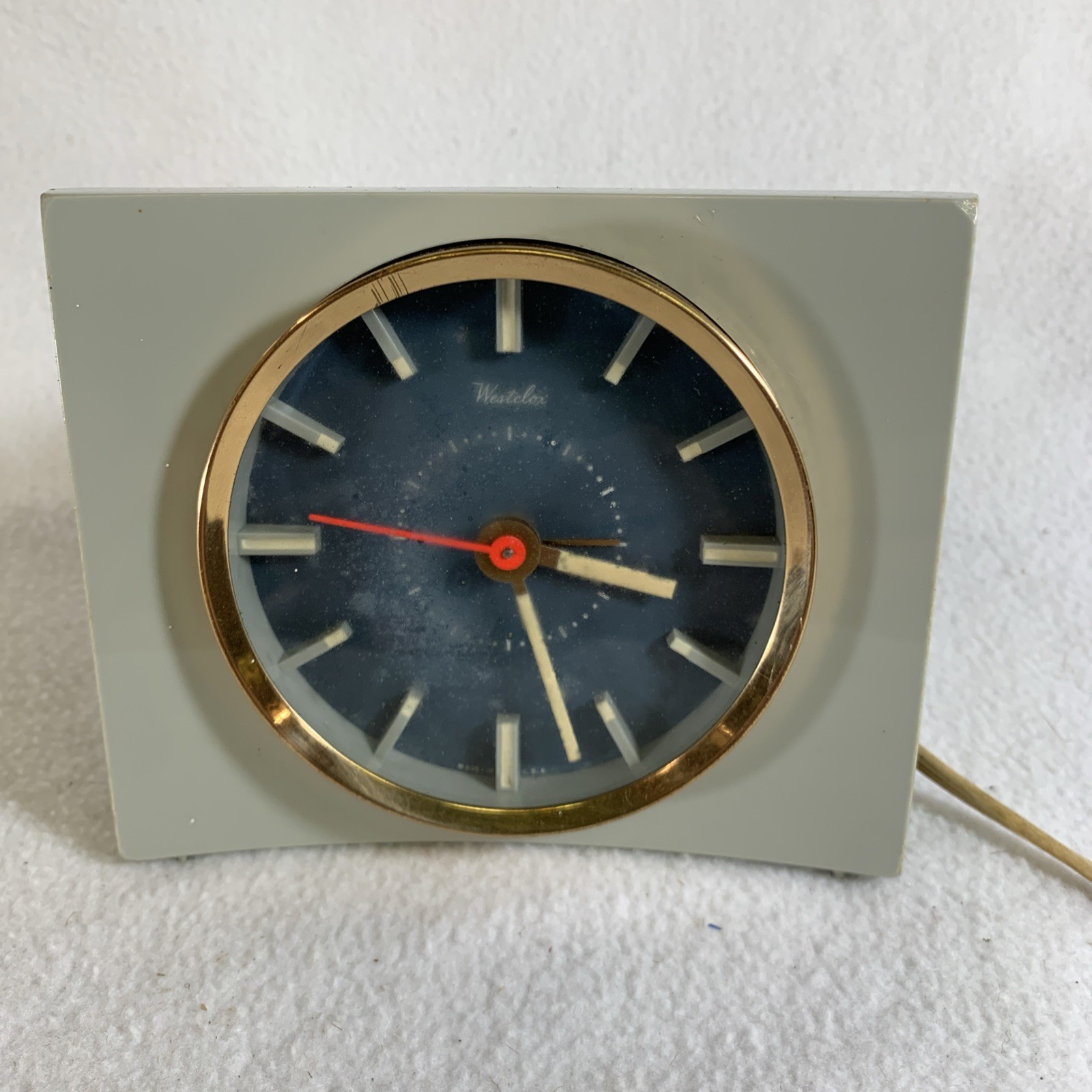 Vintage 1960’s Westclox Fortune Desk Electric Alarm Clock Gray (works)