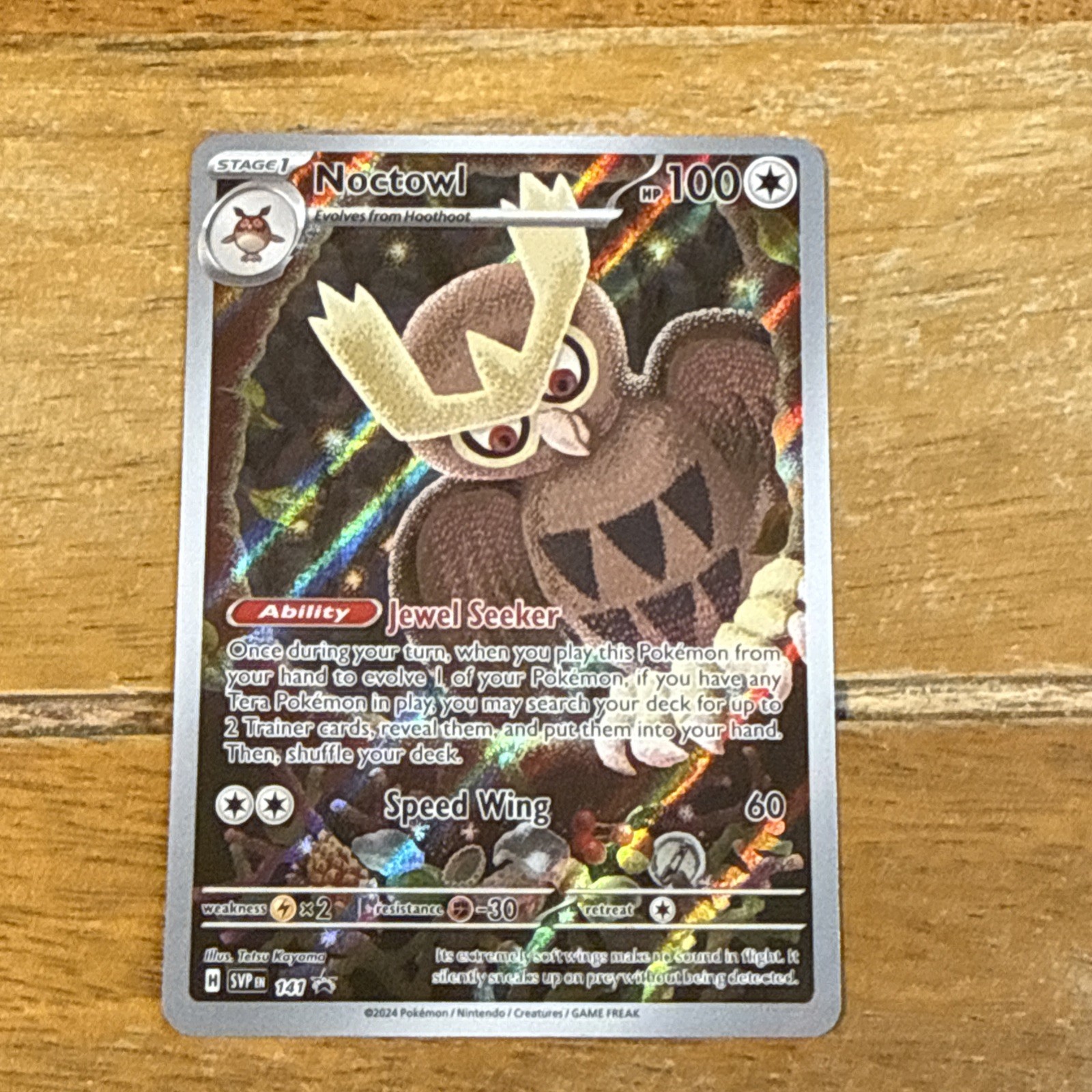 Pokemon TCG Card Noctowl SVP141 Stellar Crown ETB Black Star Promo Holo - NM