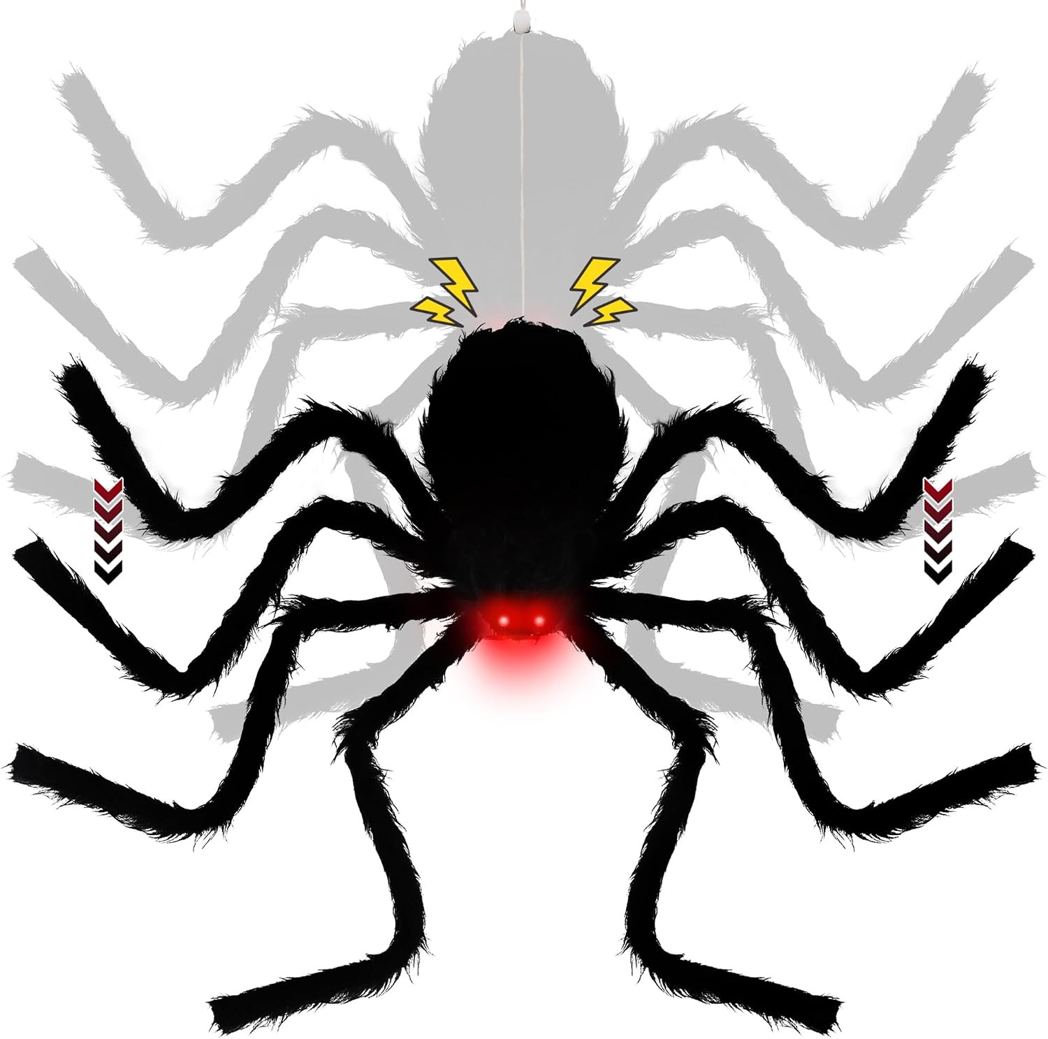 yosager Halloween Decor Electric Dropping Spider 30in (Stretched Legs), Voice Ac