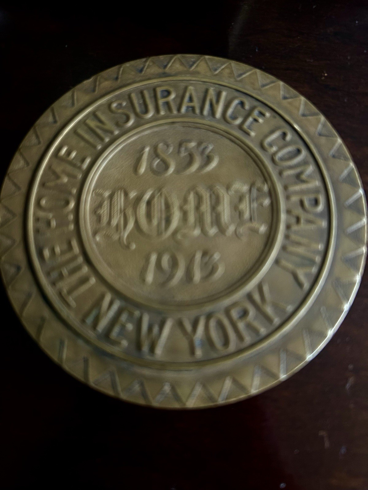 Home Insurance Co. New York 1913 Token/Medal, Banking & Insurance Theme Home Insurance Co. New York 1913 Token/Medal, Banking & Insurance Theme