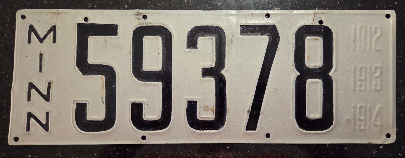 1912 1913 1914 Minnesota MINN MN License Plate car tag repainted
