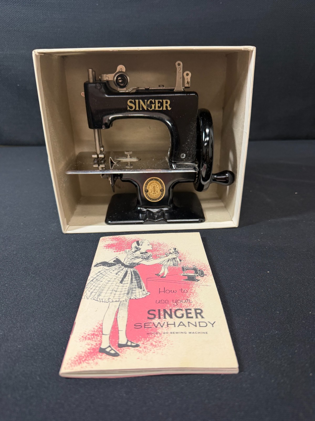 Vintage Singer Sewhandy Model 20 Sewing Machine for Children w/Box&Instructions