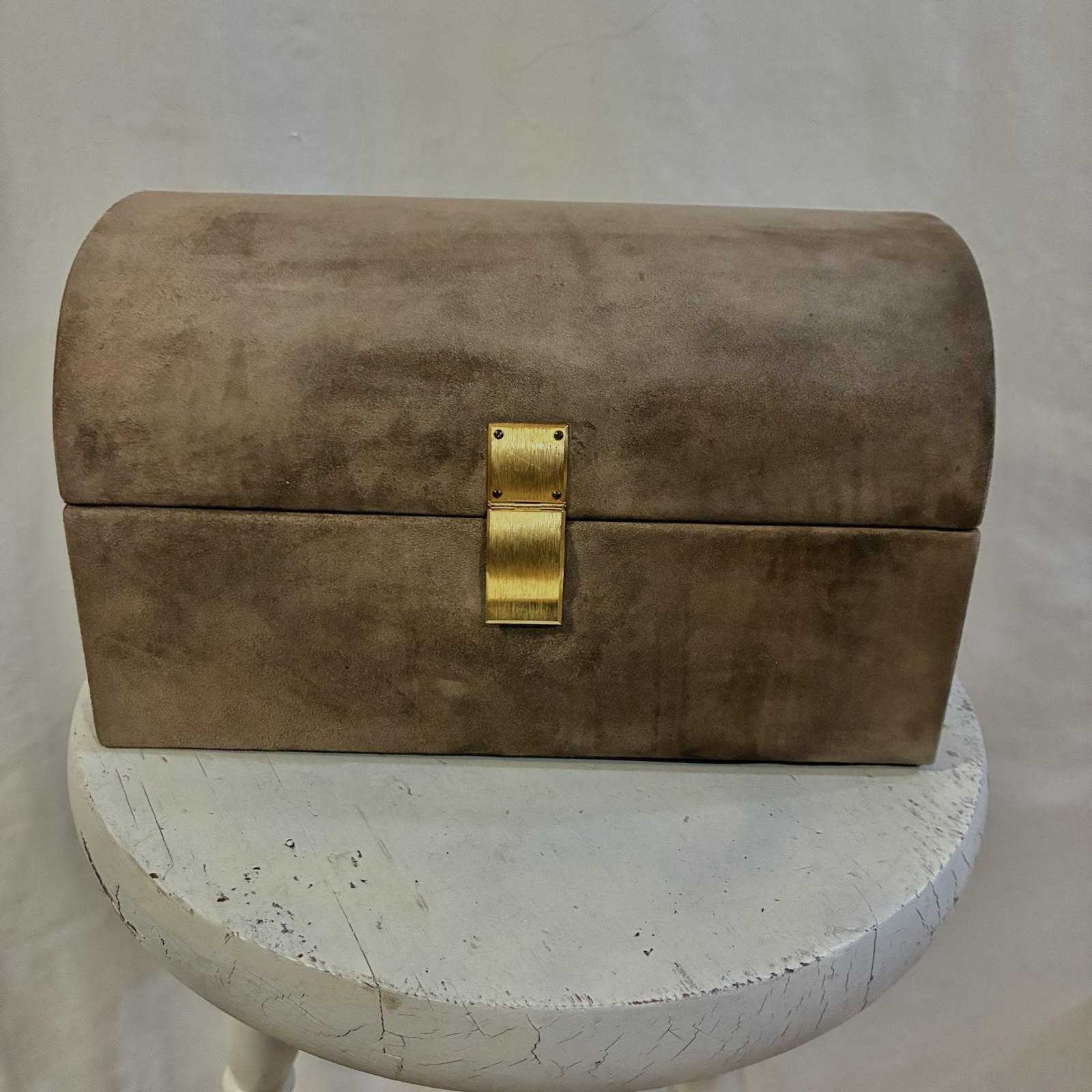 Vtg 70s Neiman Marcus Fabric Covered Casket Style Jewelry Box Made In Italy