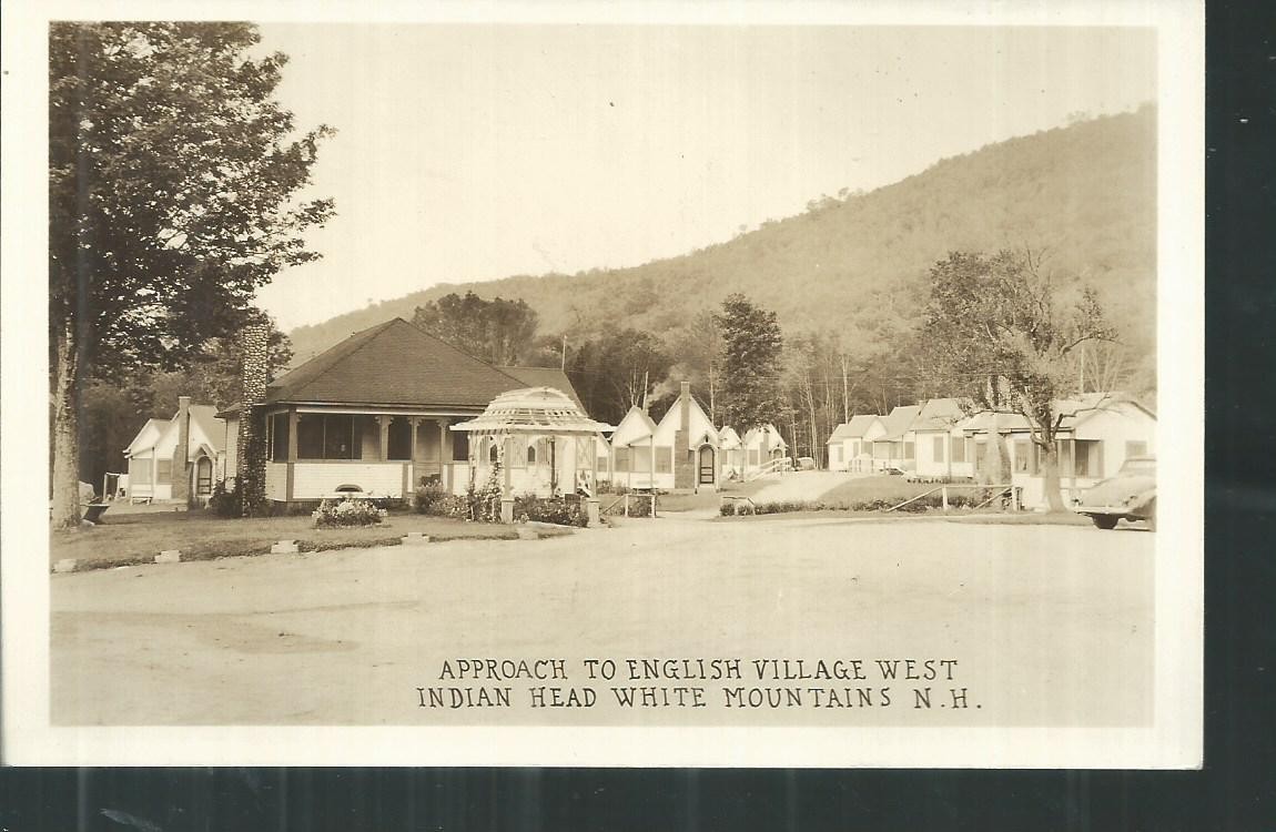 NICE RPPC VIEW OF THE APPROACH TO ENGLISH VILLAGE W. INDIAN HEAD WHITE MNTS,NH