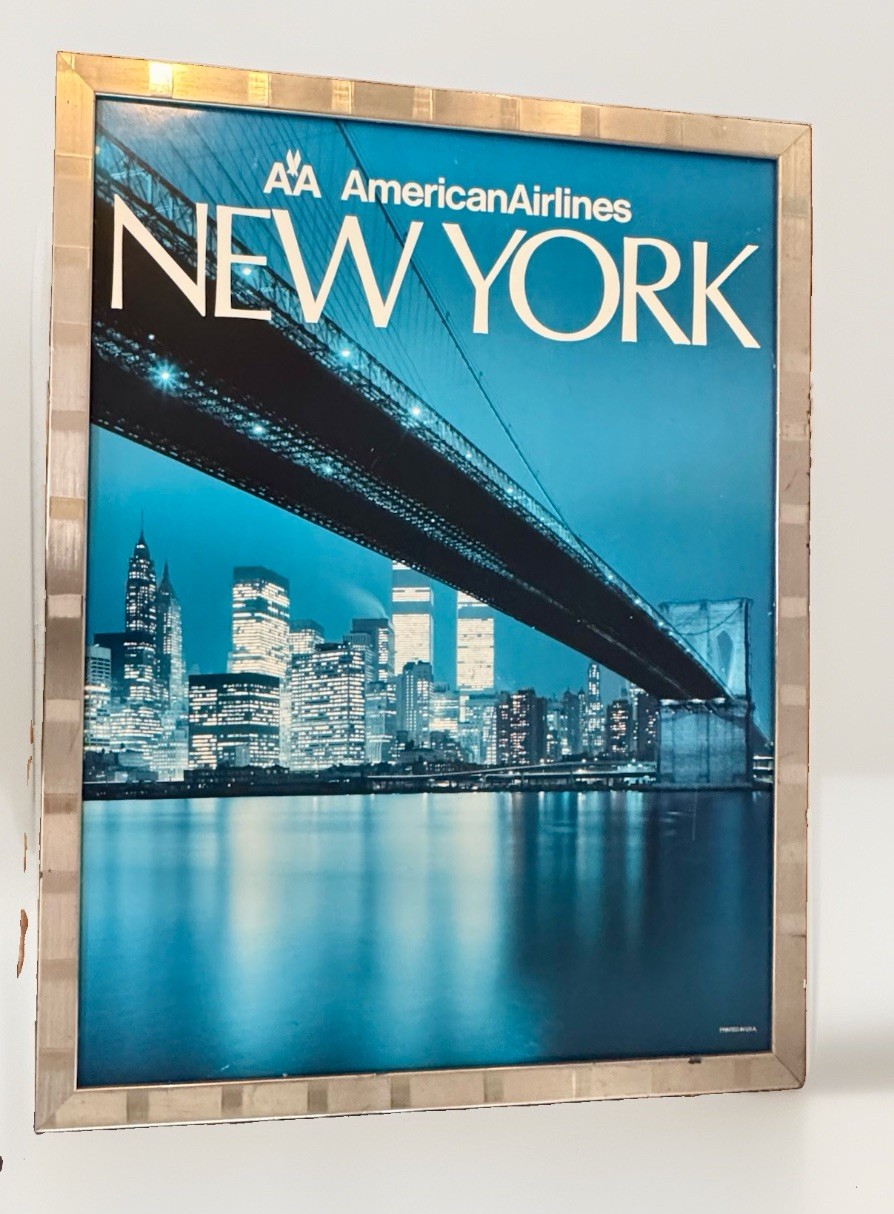 Vintage American Airlines New York Twin Towers Brooklyn Bridge 30x40 Poster