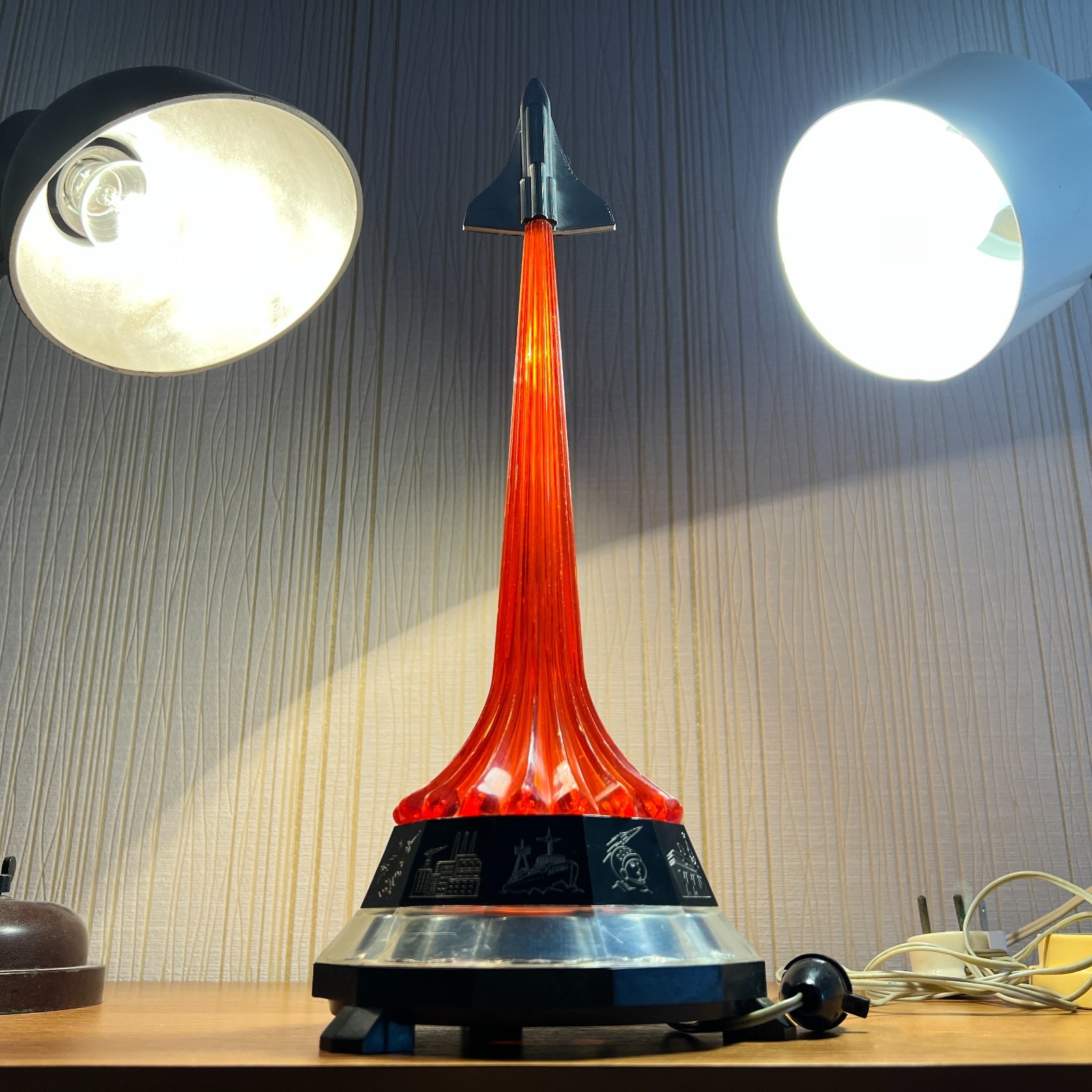 USSR BURAN ROCKET Soviet Night Table Lamp Space Program Vostok Vintage 1960-80s.
