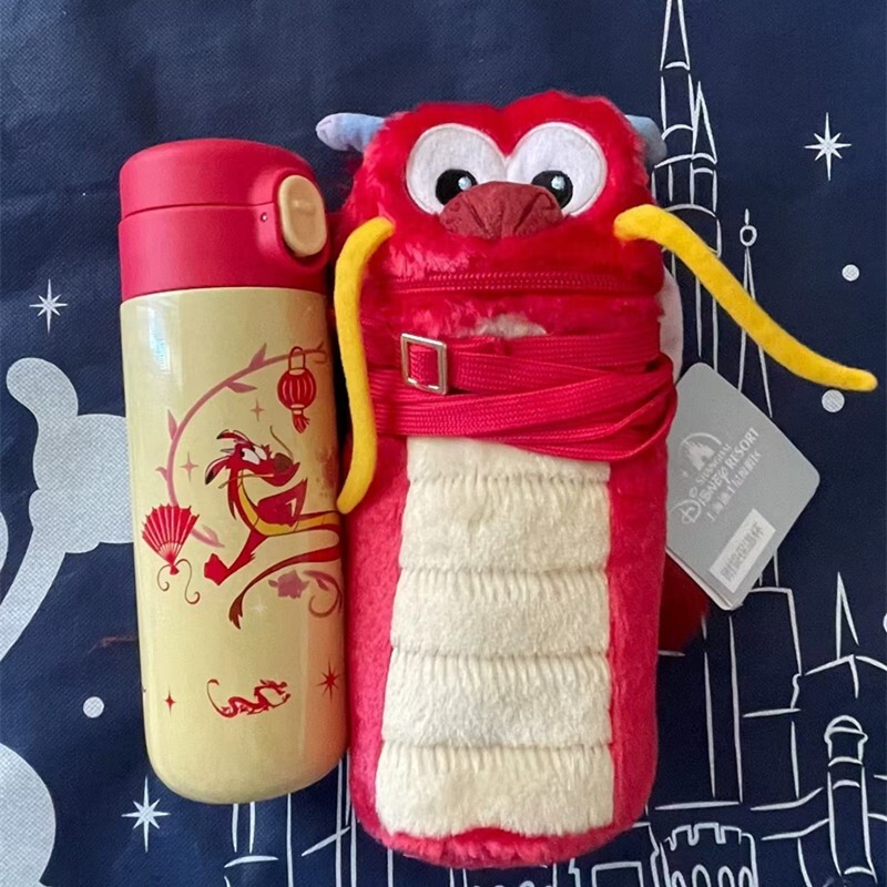 Authentic Disney 2024 New Year Mushu Dragon Bag With Drink Bottle Disneyland