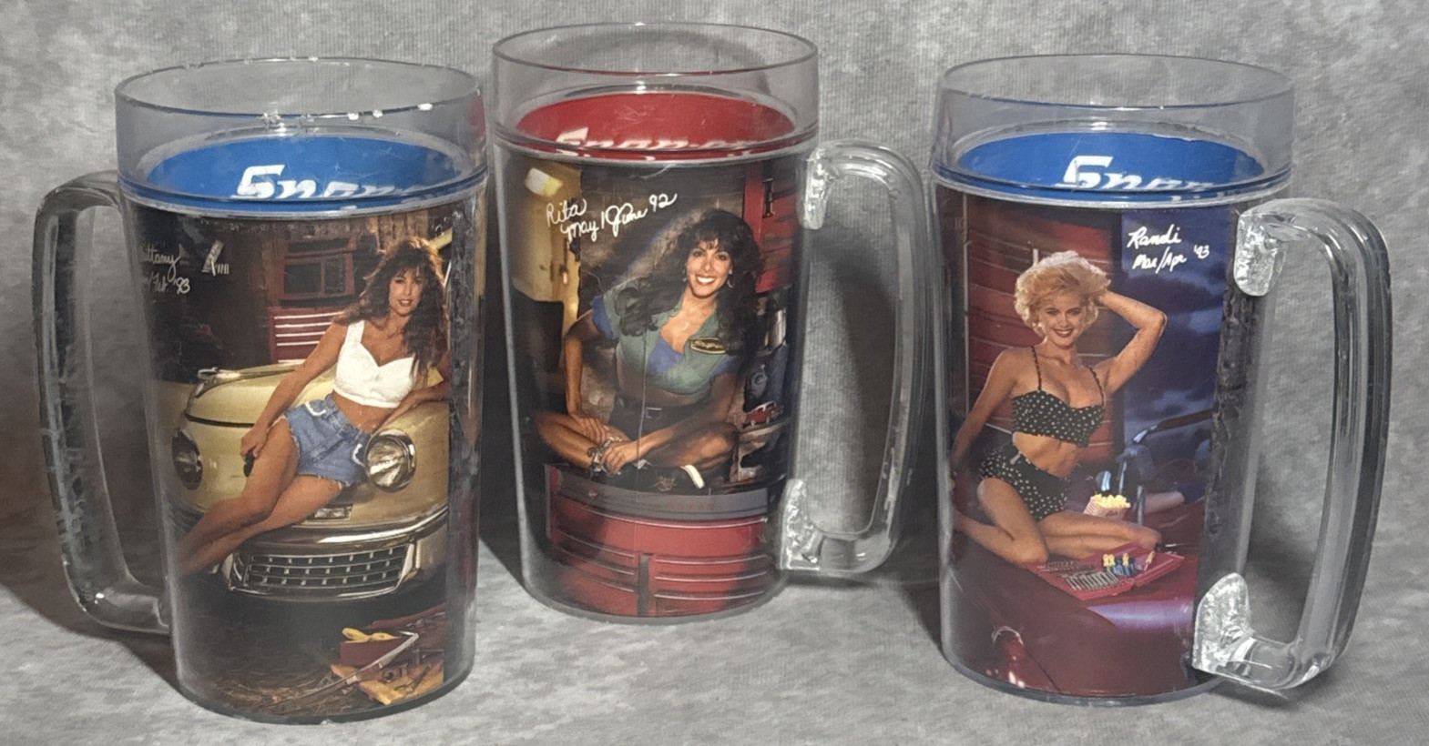 Vintage 1992-1993 Snap-On Toolmate Thermo-Serv Mugs Brittany Rita Randi Lot of 3