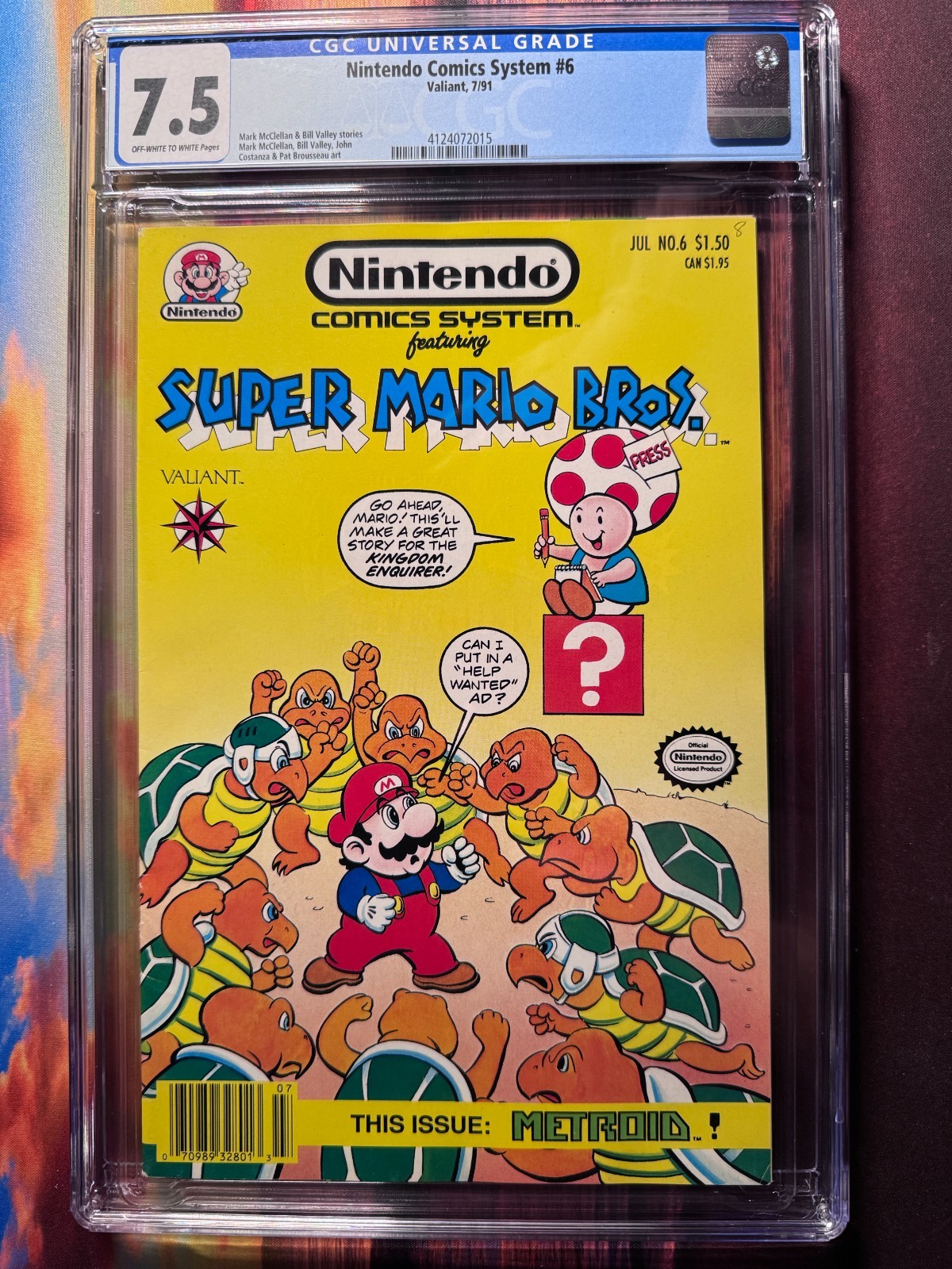 1991 Valiant NINTENDO COMICS SYSTEM #6 CGC 7.5 OW-White Pages 4124072015 MARIO