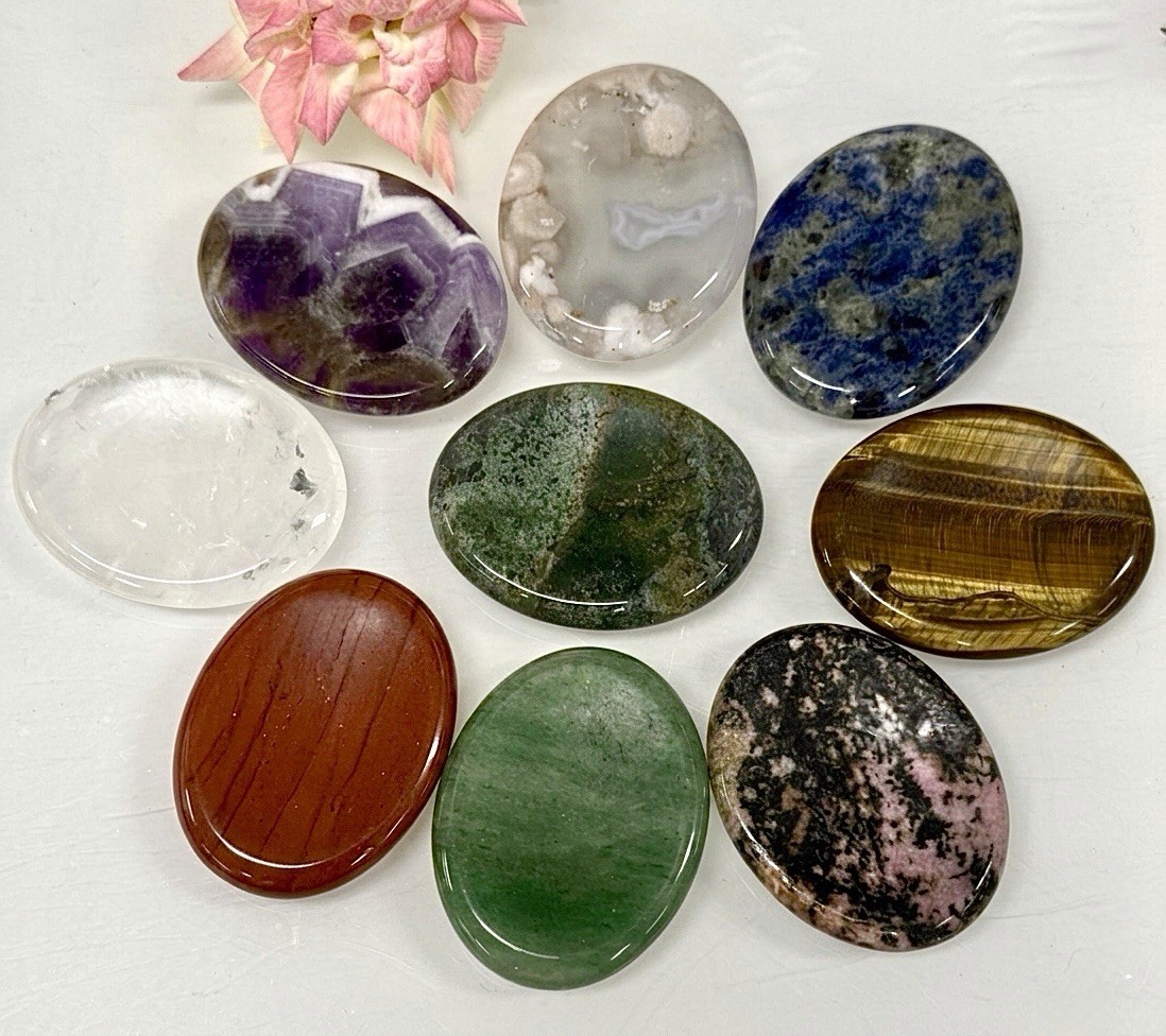 Wholesale Lot 9 PCs Natural Mixed Crystal Worry Stone Healing Energy