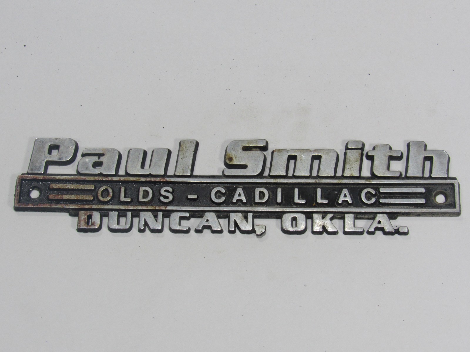 VTG Paul Smith Cadillac-Olds Duncan Oklahoma Metal Dealership Badge Emblem Tag