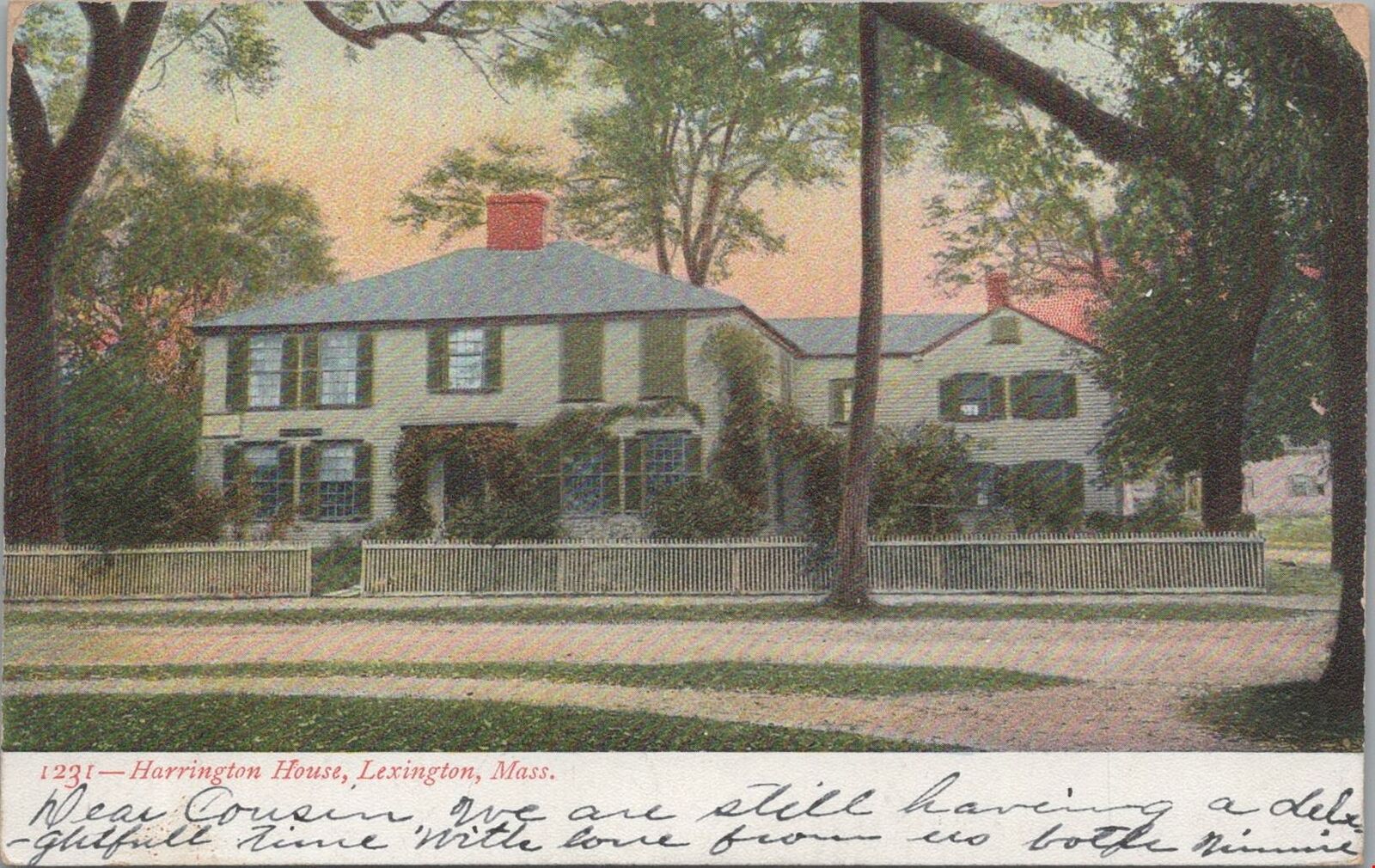 Postcard Harrington House Lexington MA 1907