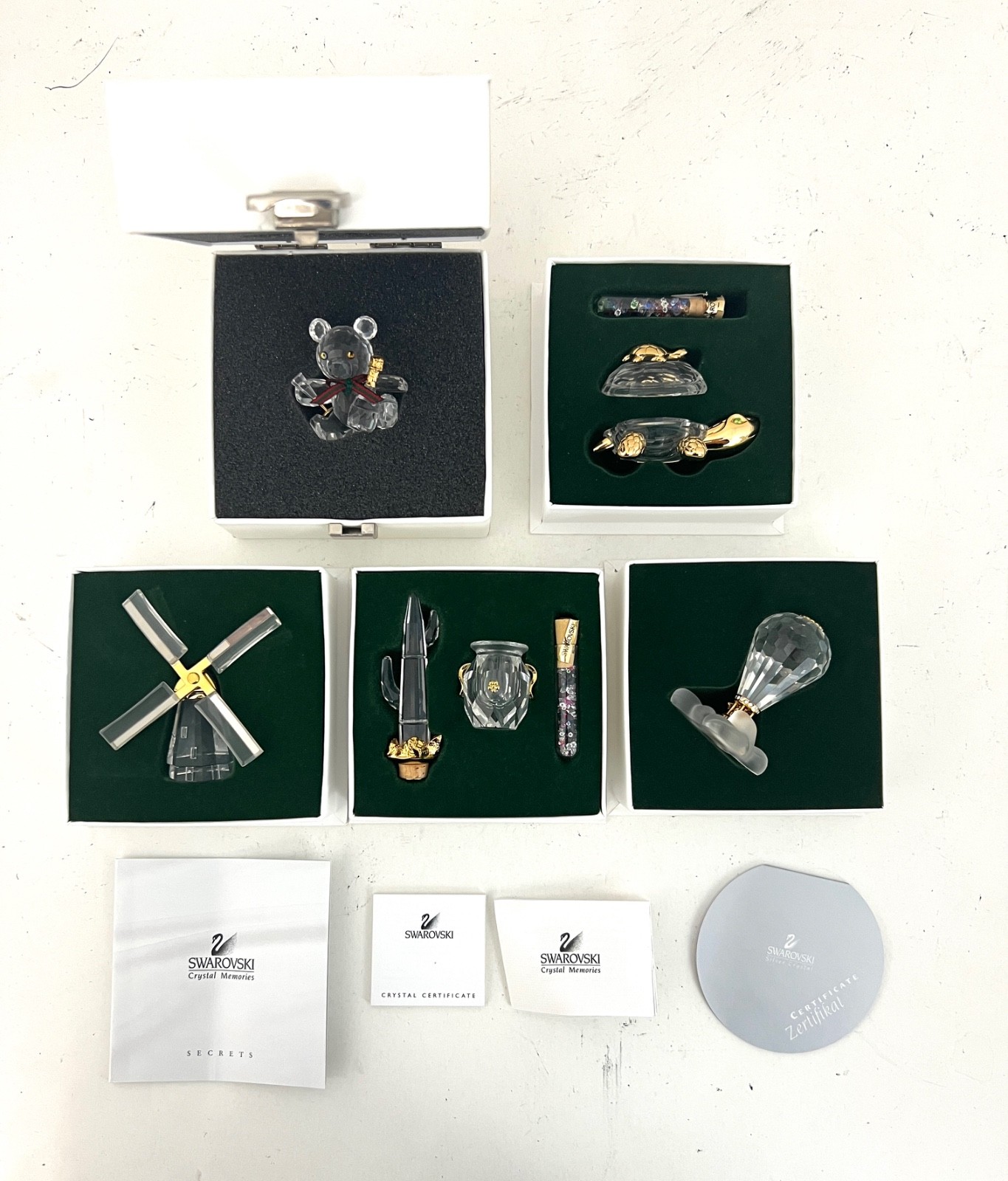 Swarovski 5 Pieces Crystal Miniature Figurines with Gold Accent- Collection # 22