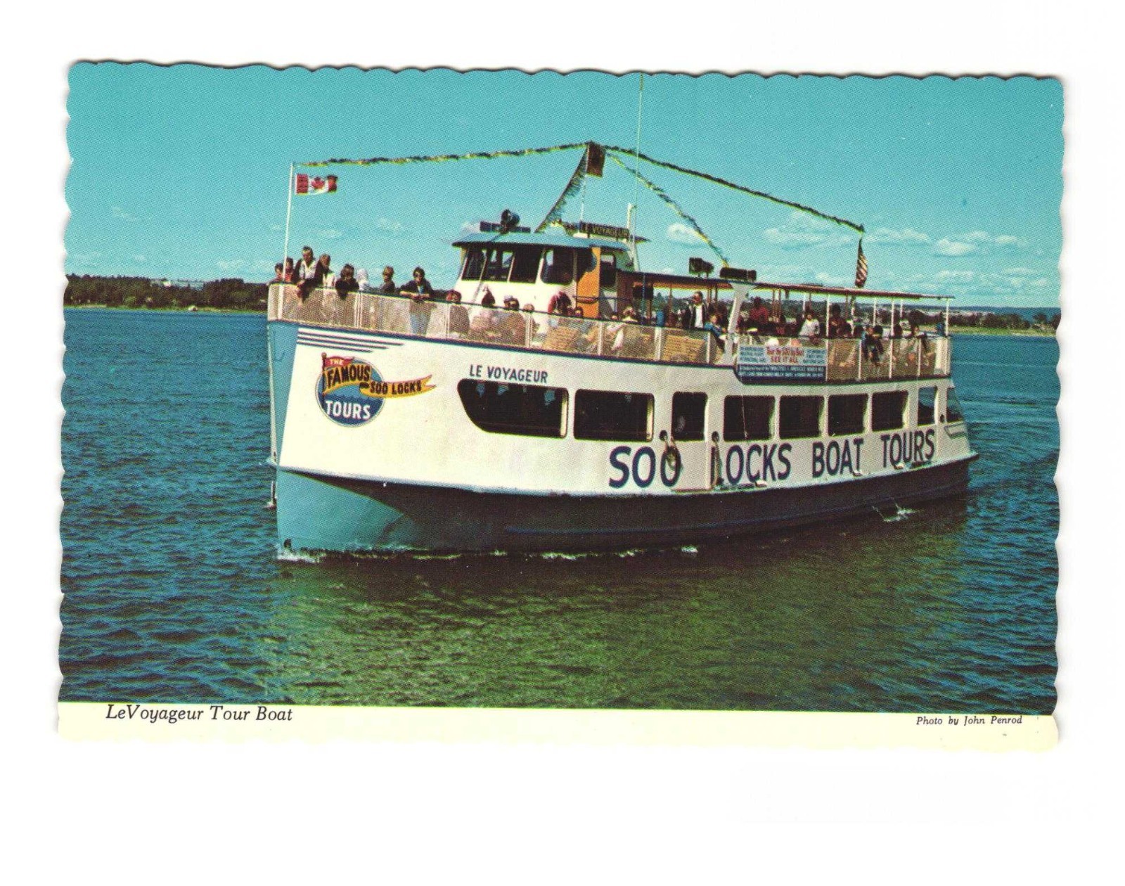 LEVOYAGEUR tour boat returns to SAULT STE Marie MI VTG postcard UNP