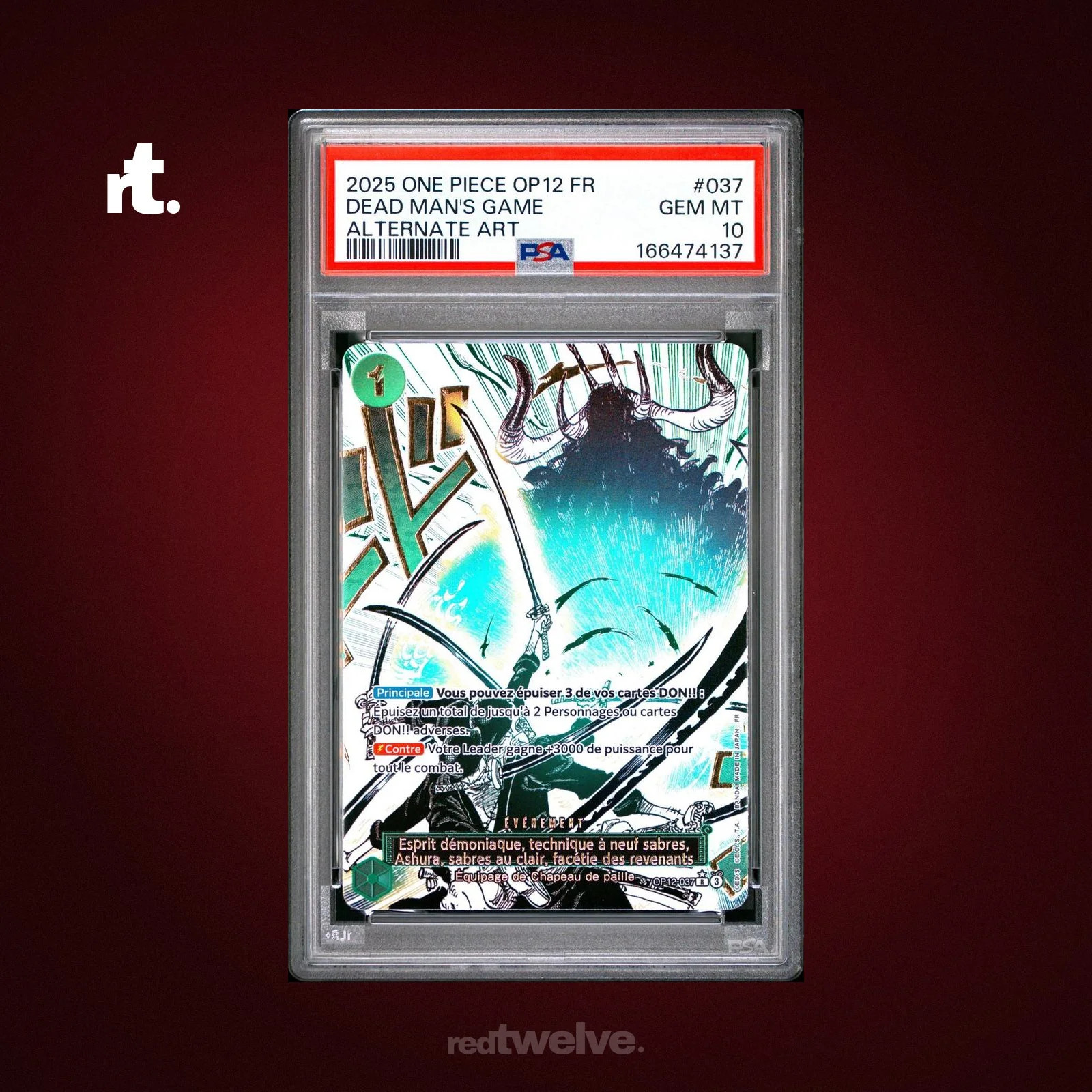 [PSA 10] Roronoa Zoro Event [Alternate Art] OP12-037 - FR