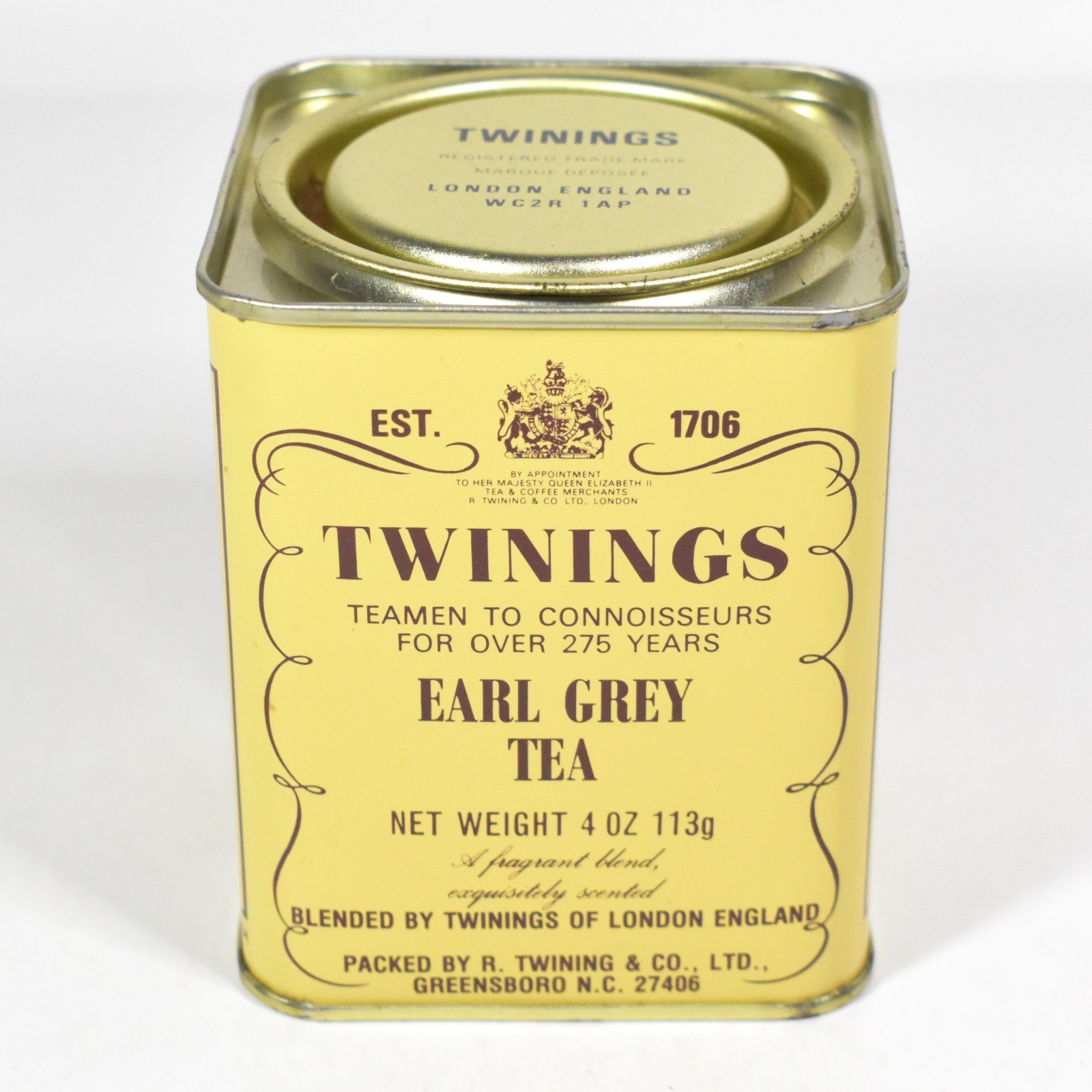 Vintage Twinings Earl Grey Tea Tin 4 Oz Kitchen Decor England Advertising EMPTY