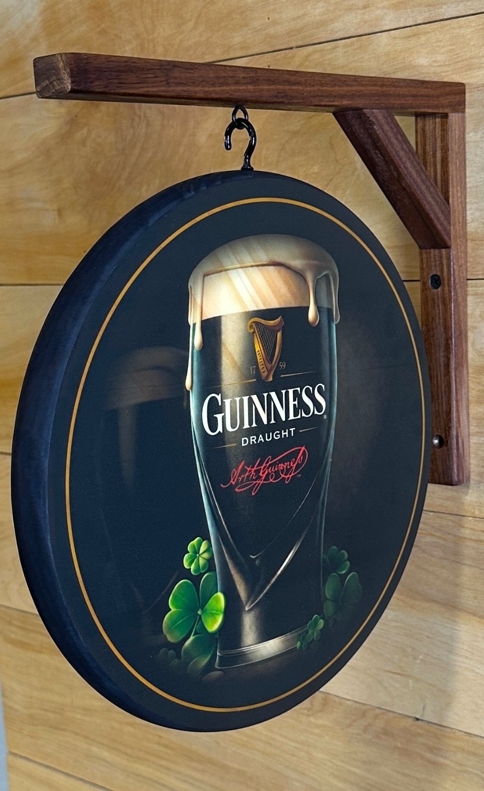 Guinness Pint Wooden Double Sided Pub Sign, 12 in diameter