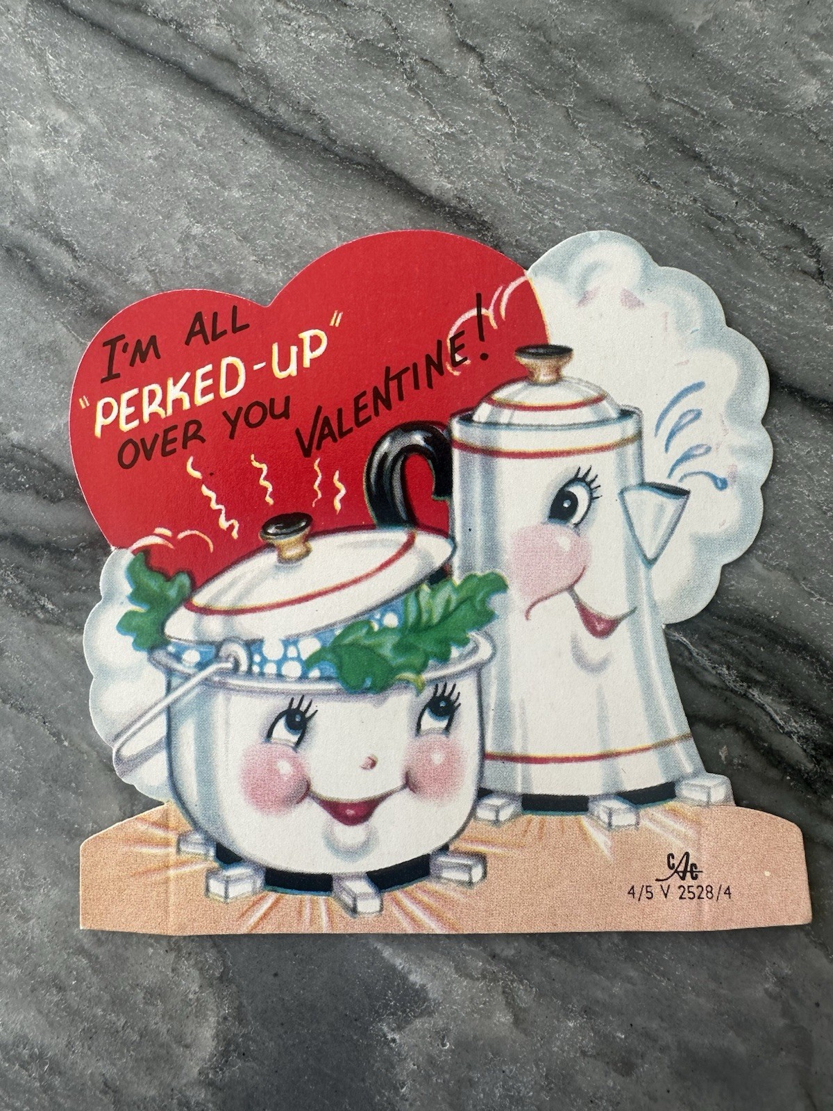Unused NOS Vintage Valentine Anthropomorphic Coffee Percolator Pot Stew Kitchen