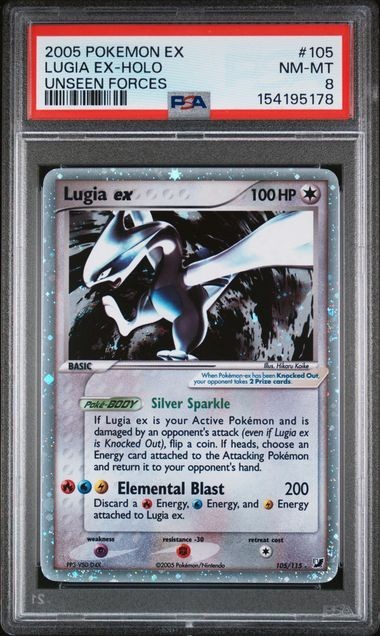 2005 POKEMON EX UNSEEN FORCES #105 LUGIA EX-HOLO PSA 8 MINT
